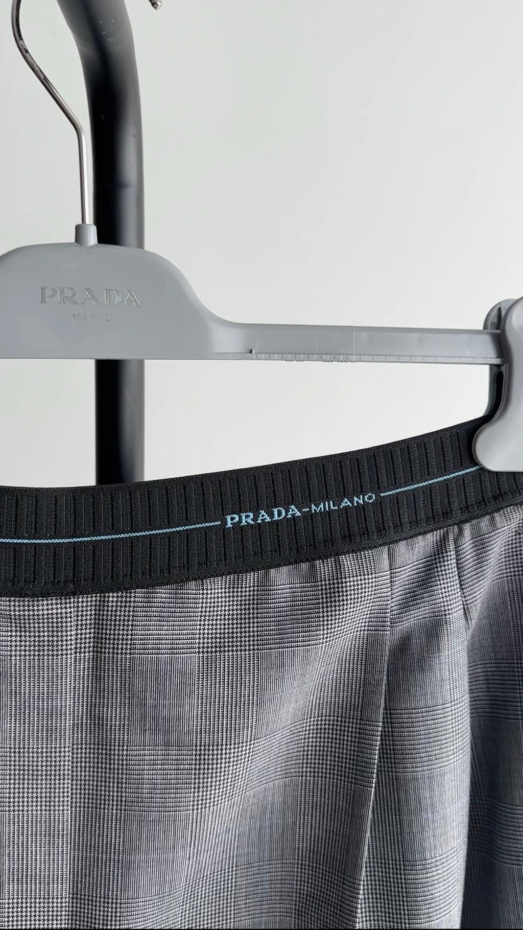 Prada Grey Check Trousers with Logo Band - IT46 / USA 10 / L