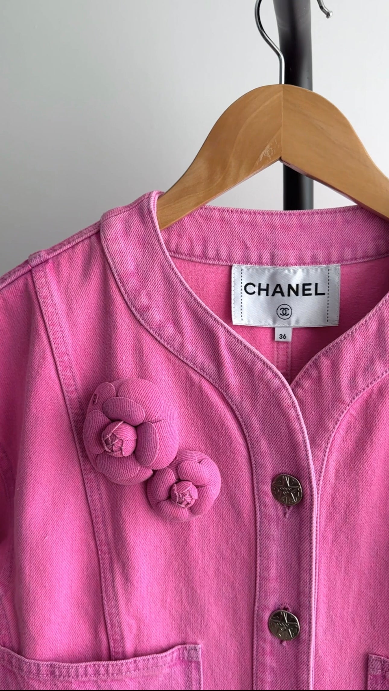 Chanel Spring 2021 Bright Pink Denim Jacket - FR36 / 4