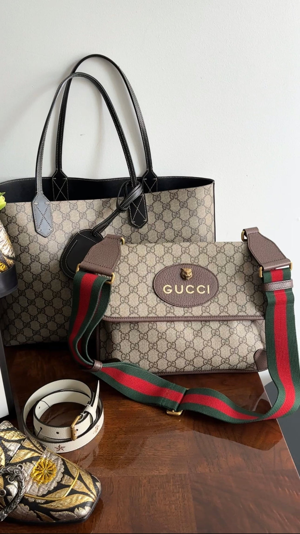 Gucci Monogram Supreme Reversible Tote Bag