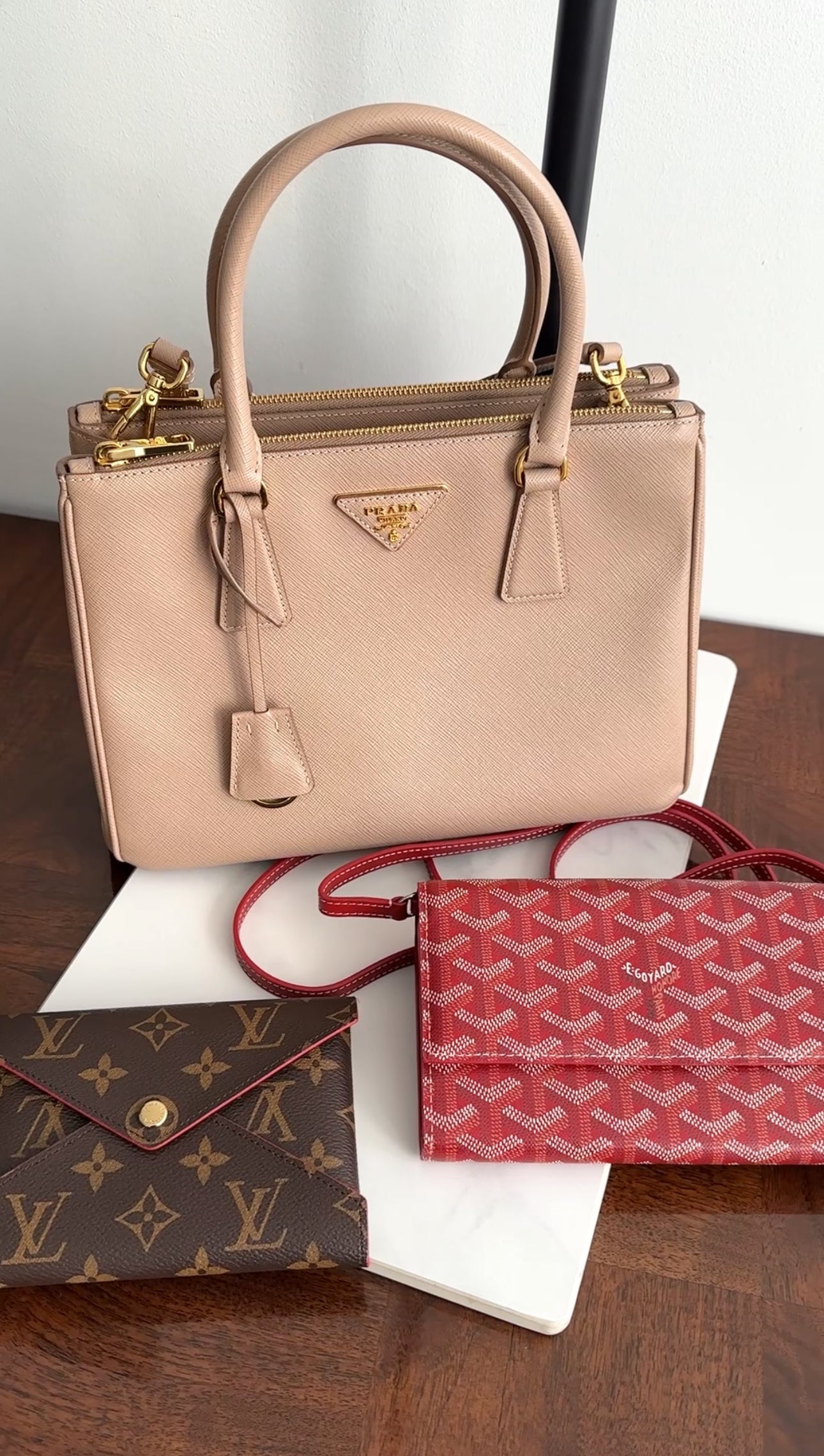 Prada Medium Beige Cammeo Saffiano Leather Galleria Tote Bag