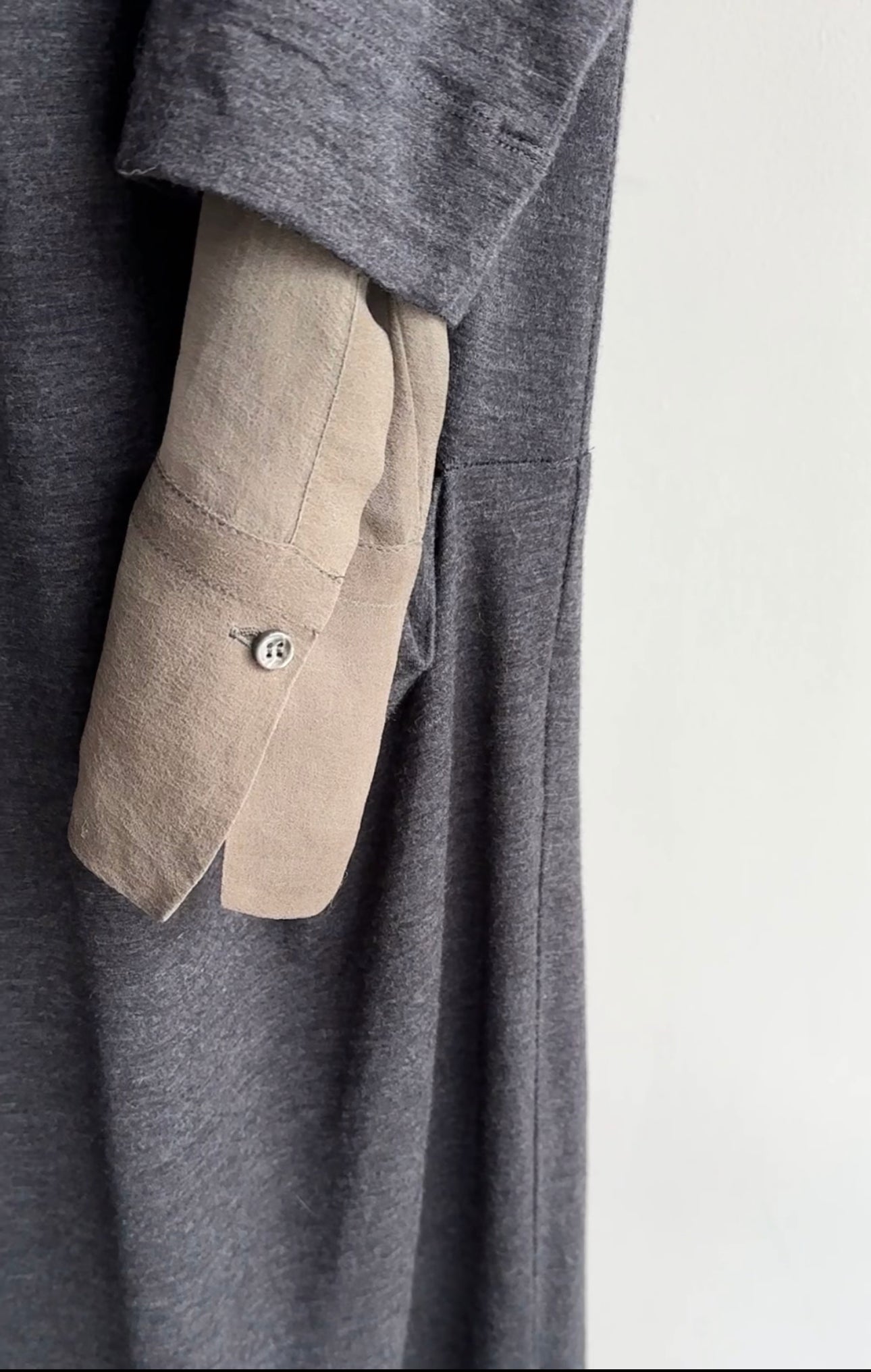 Brunello Cucinelli Charcoal Grey Wool Dress with Silk Inset - L (8/10)