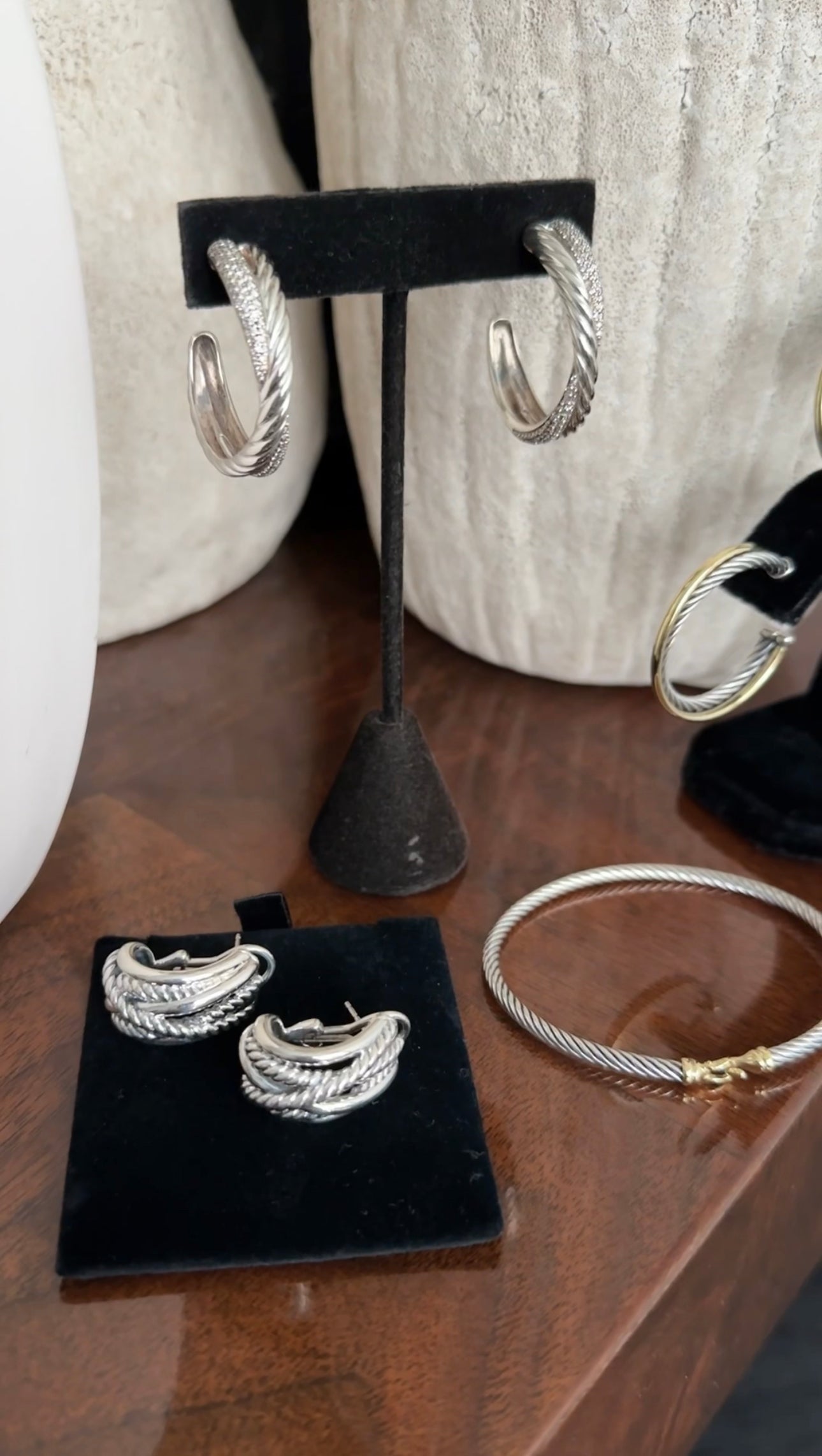 David Yurman Sterling Silver Crossover Cable Shrimp Earrings