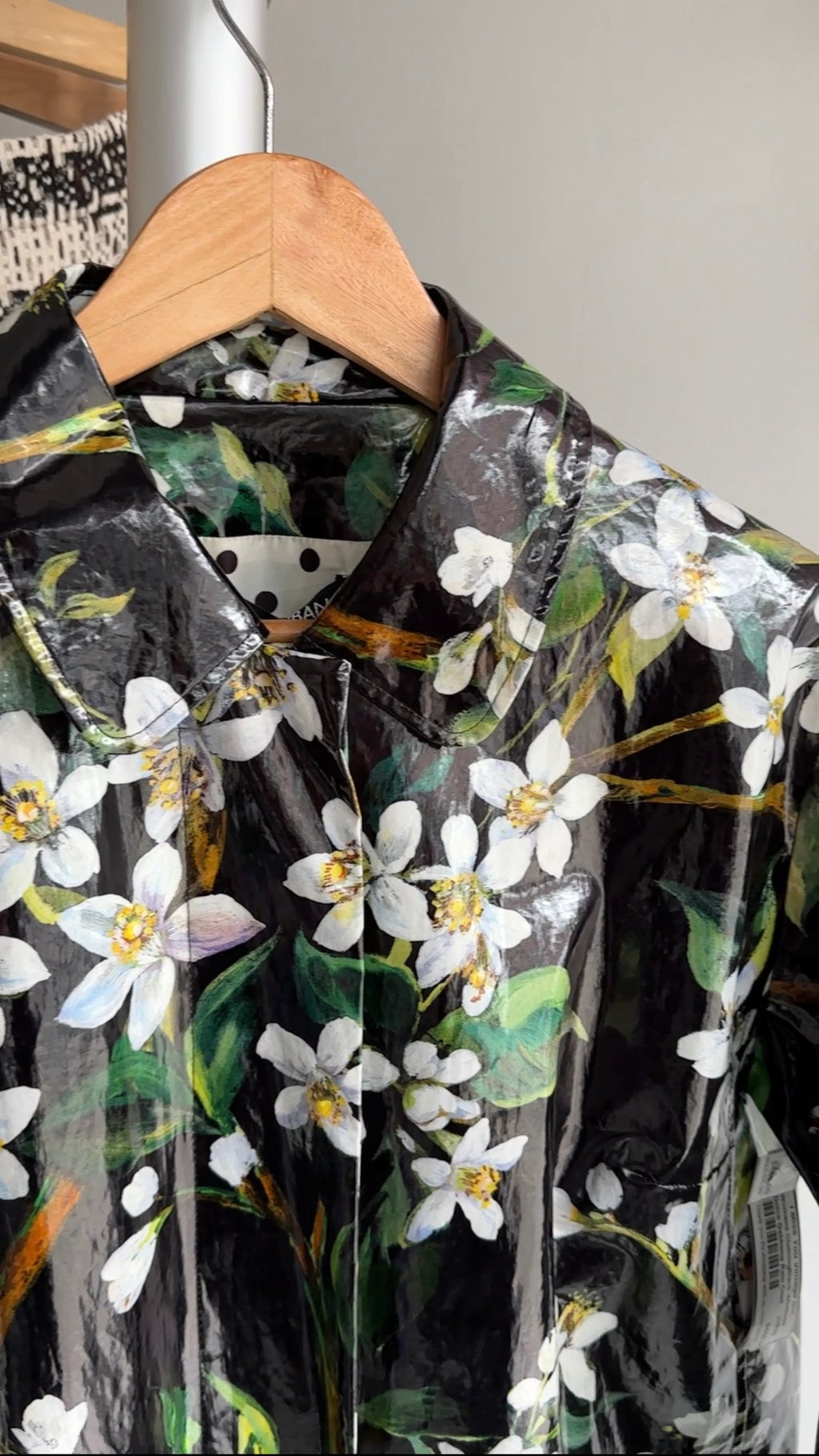 Dolce & Gabbana Black and White Floral Raincoat - S / M