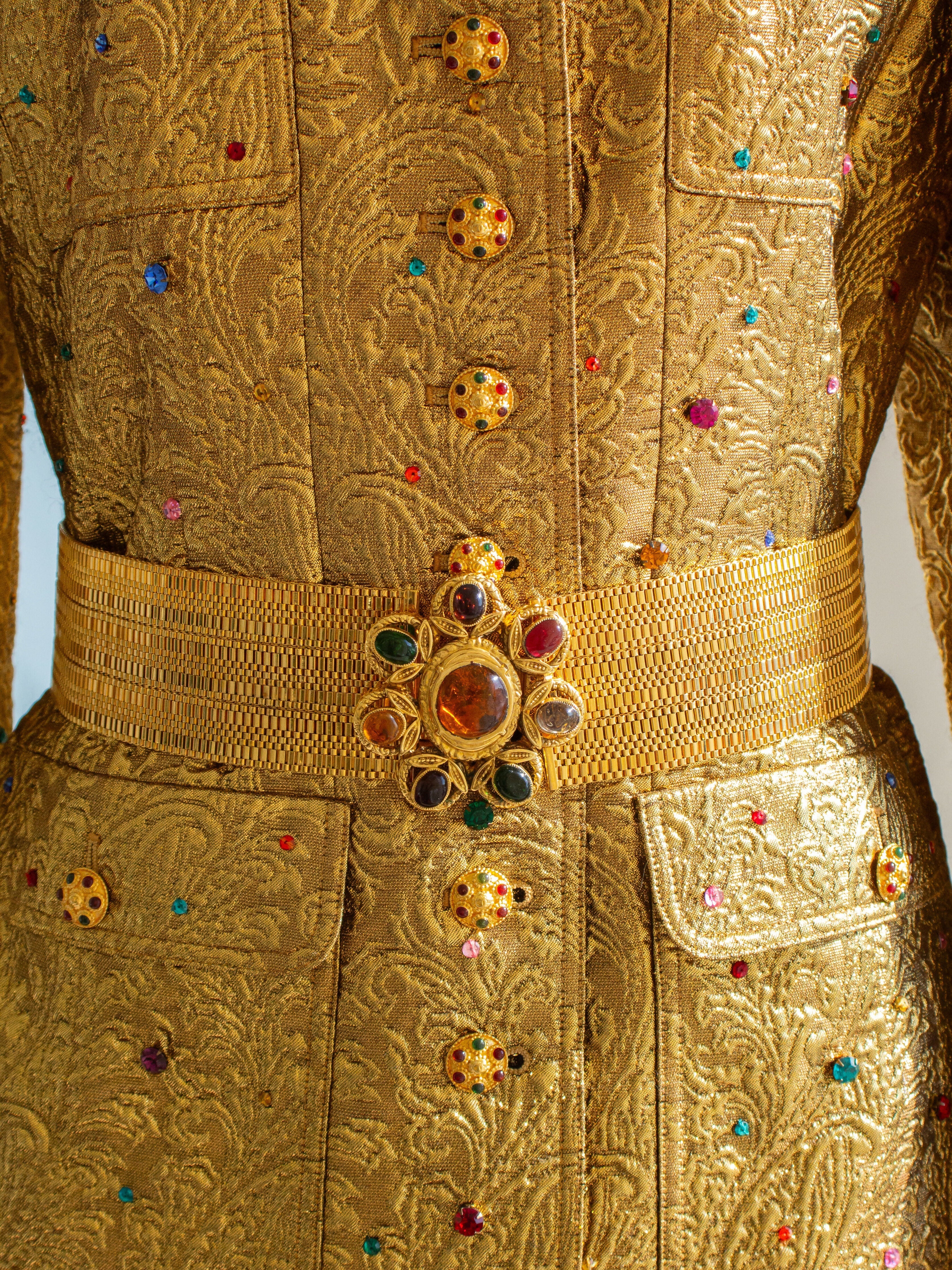 Museum Chanel Vintage F/W 1996 Gold Brocade Mughal Jeweled Gripoix 96A Jacket