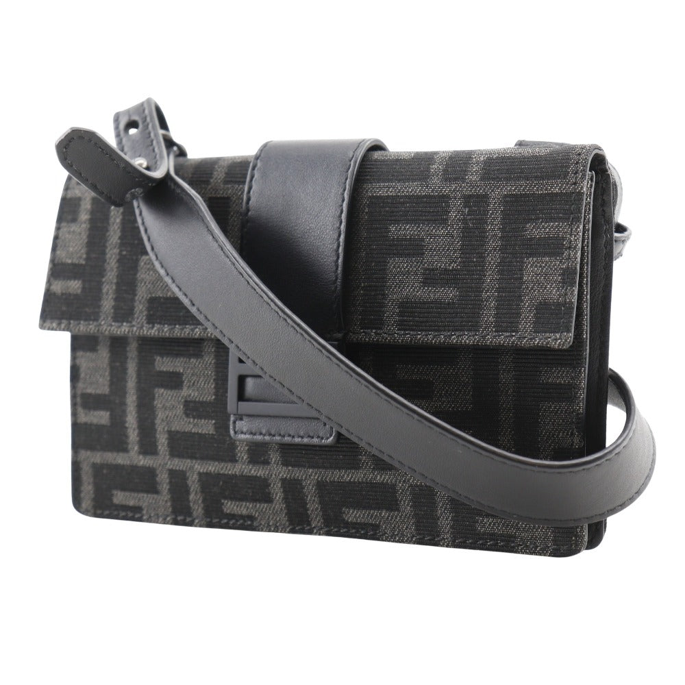 Fendi Marsupio Baguette Nylon Canvas×Leather Shoulder Bag