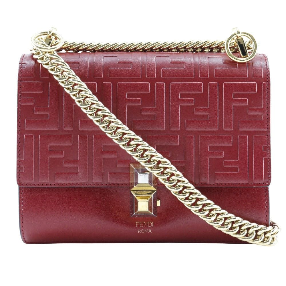 Fendi Mini Kan I Shoulder Bag Red Leather