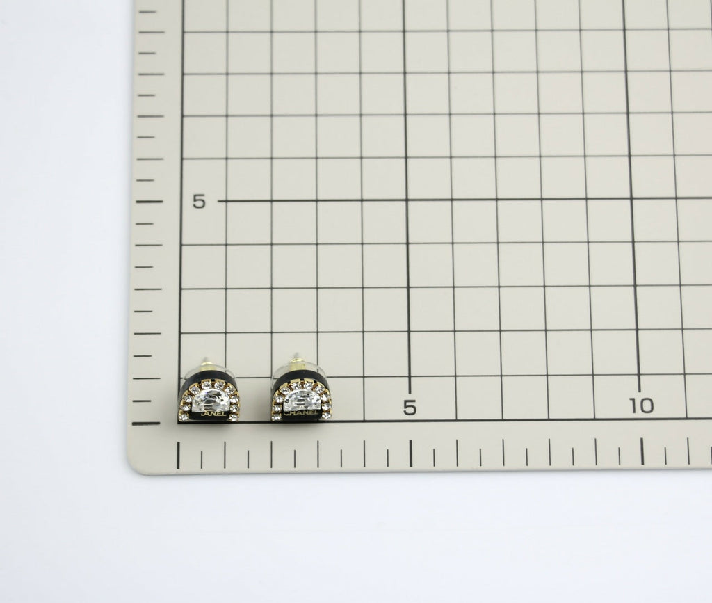 Chanel Vintage 00A Rhinestone Ring Shape Stud Earrings