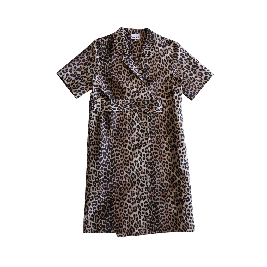 Ganni Leopard Wrap Dress - Women's 36