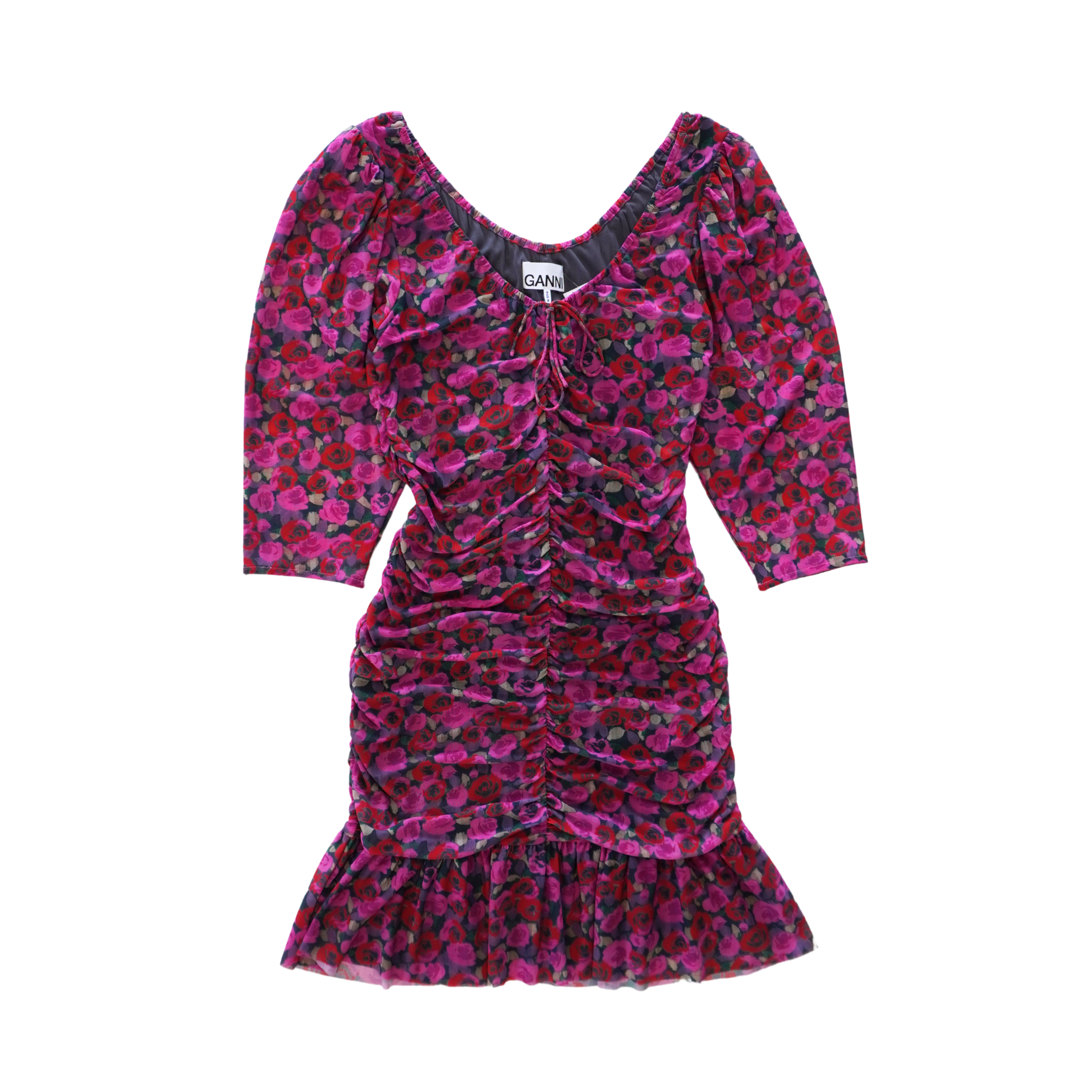 Ganni Ruched Floral Dress - Women's 38
