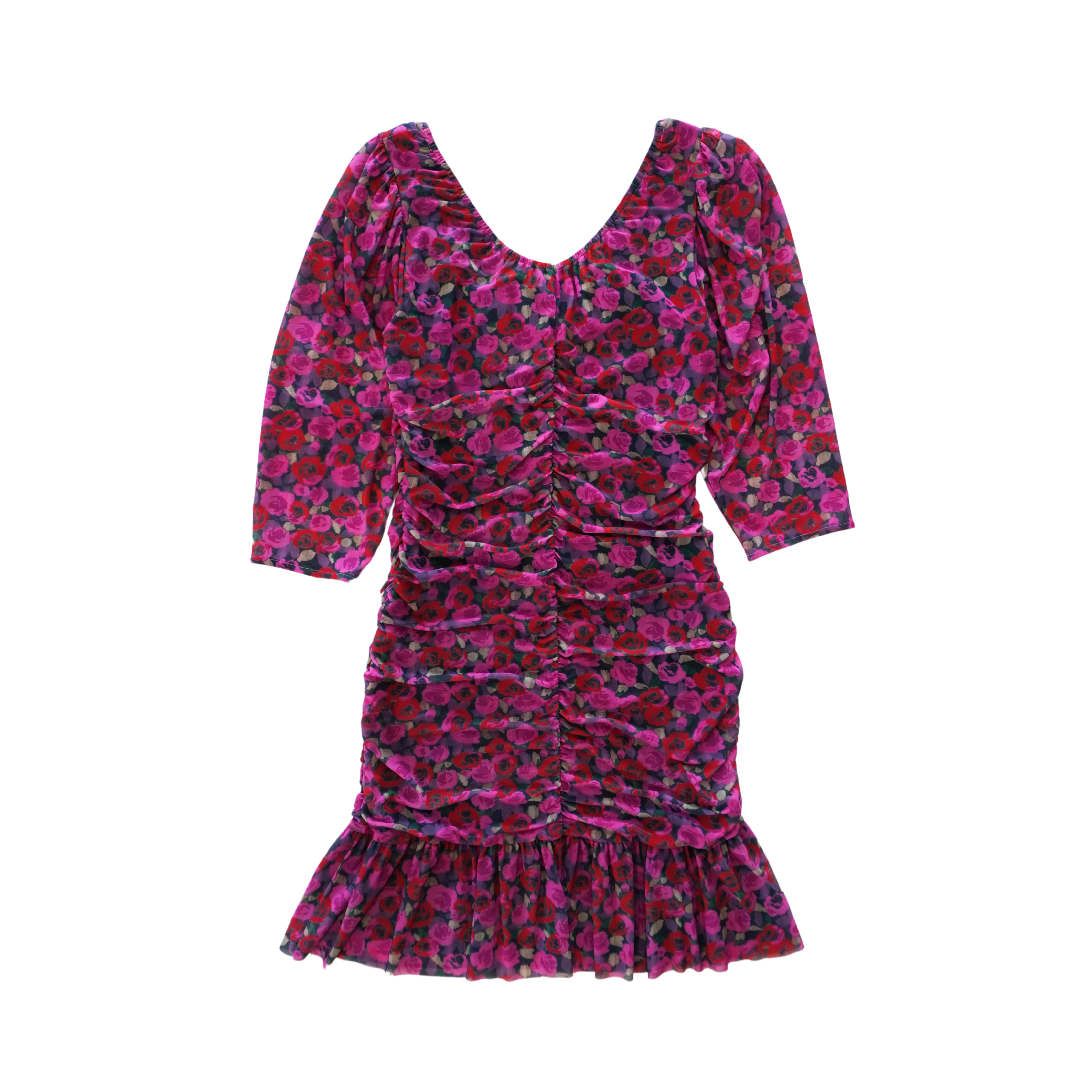 Ganni Ruched Floral Dress - Women's 38