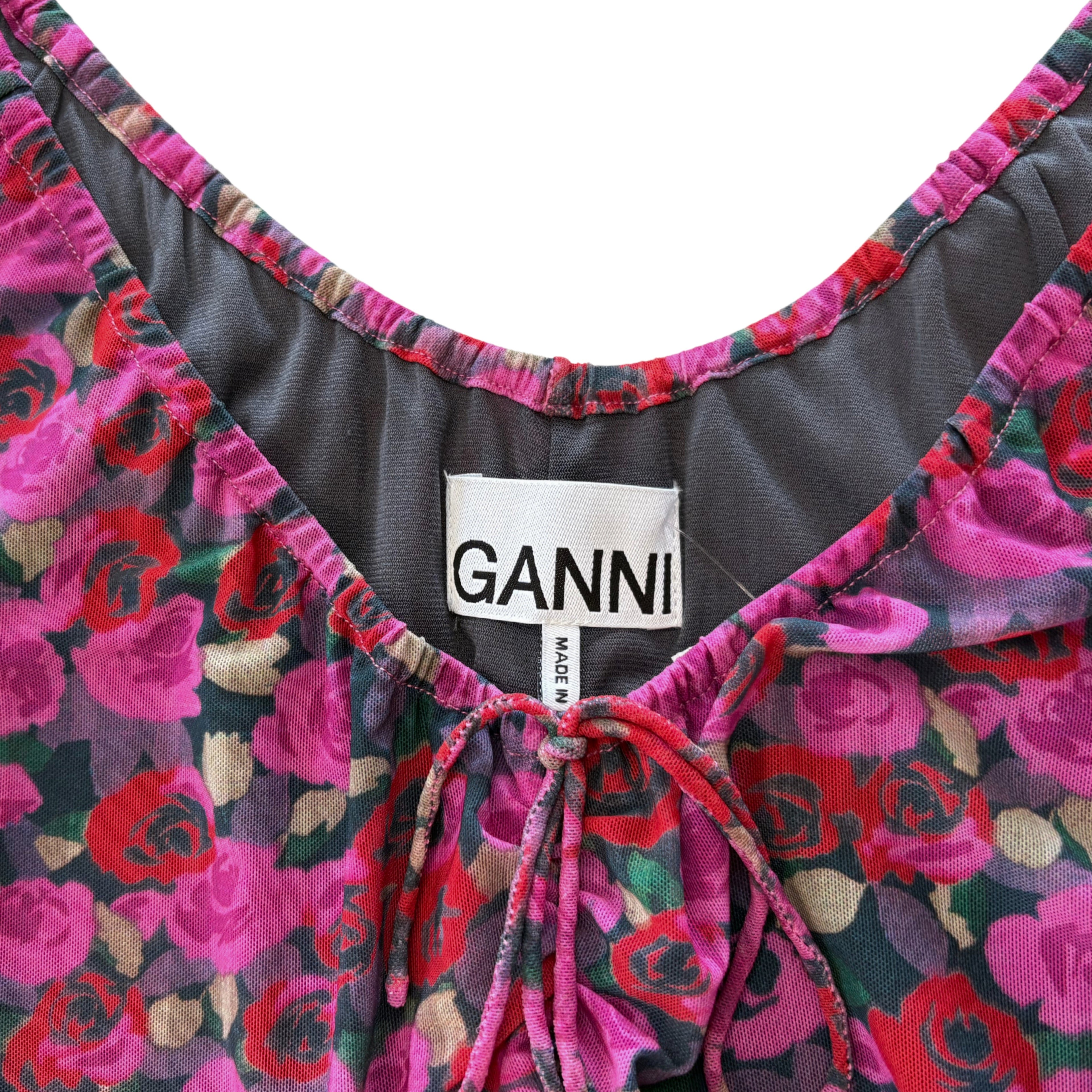 Ganni Ruched Floral Dress - Women's 38