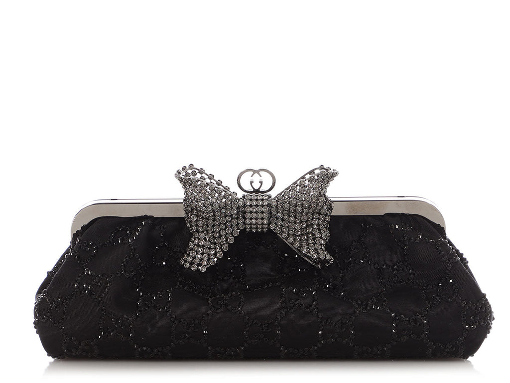 Gucci Black Crystal Broad Clutch