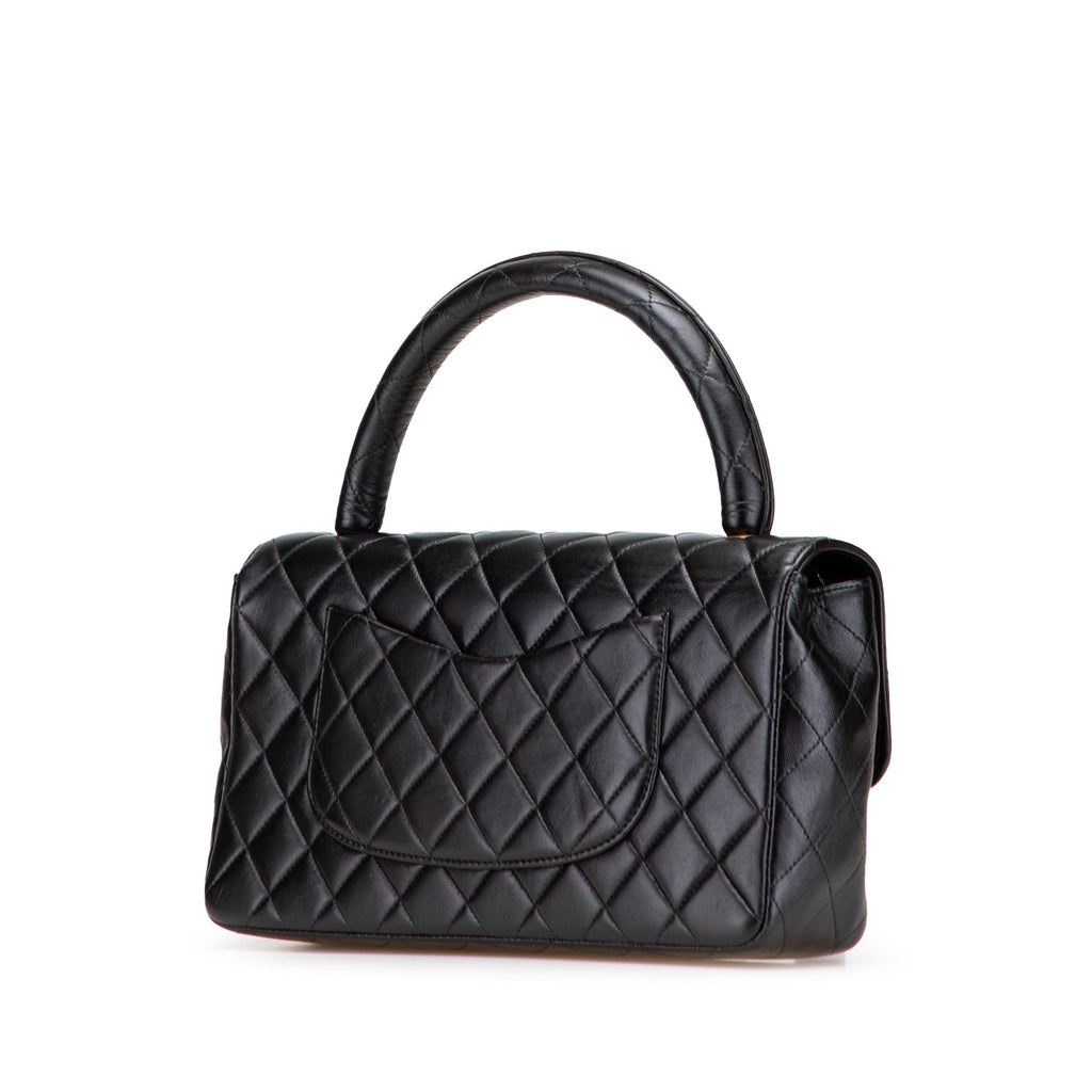 Vintage Twin Top Handle Flap Bag Quilted Lambskin Medium