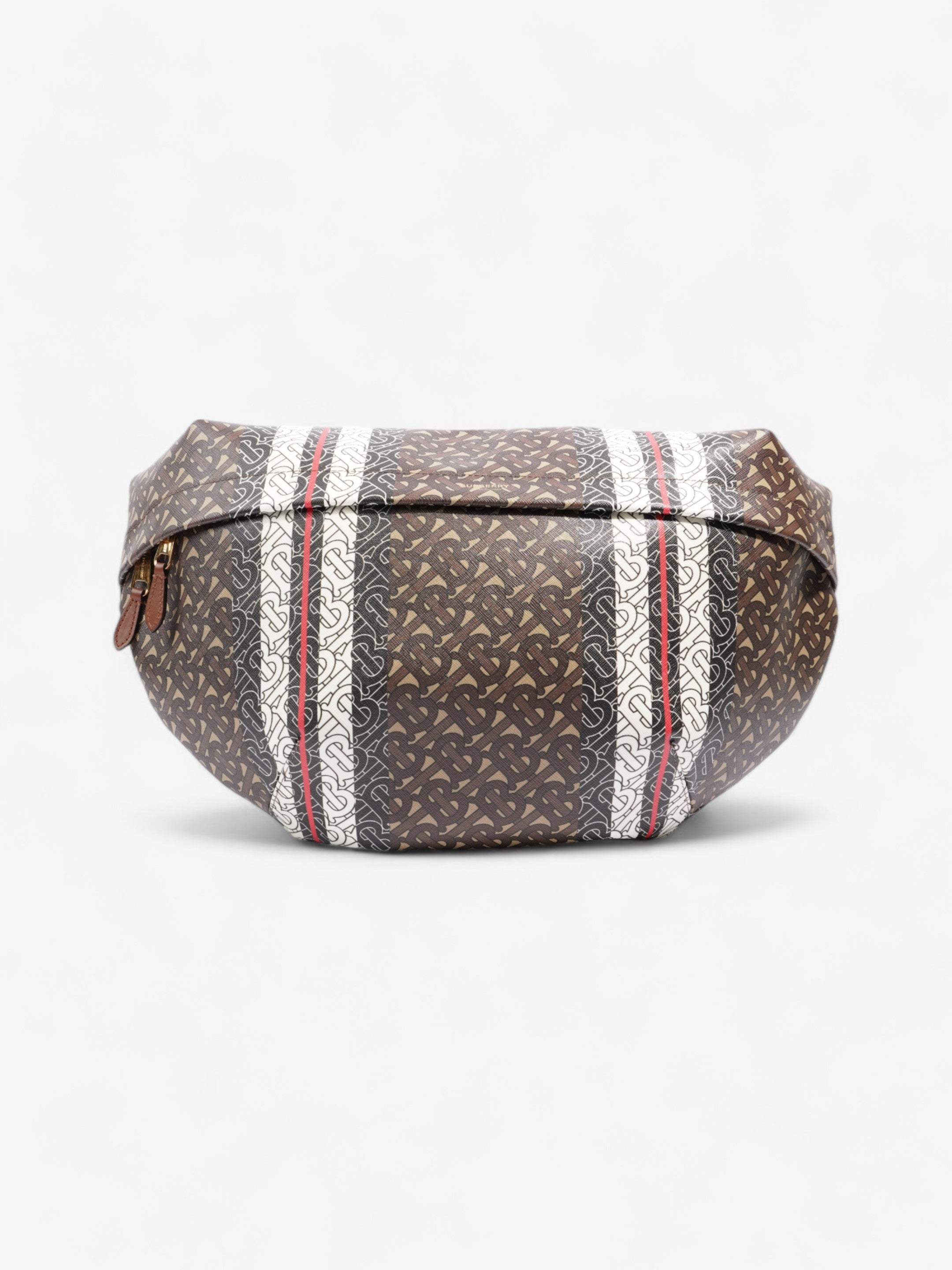 Burberry TB Monogram Belt Bag Brown / White Coated Canvas XL