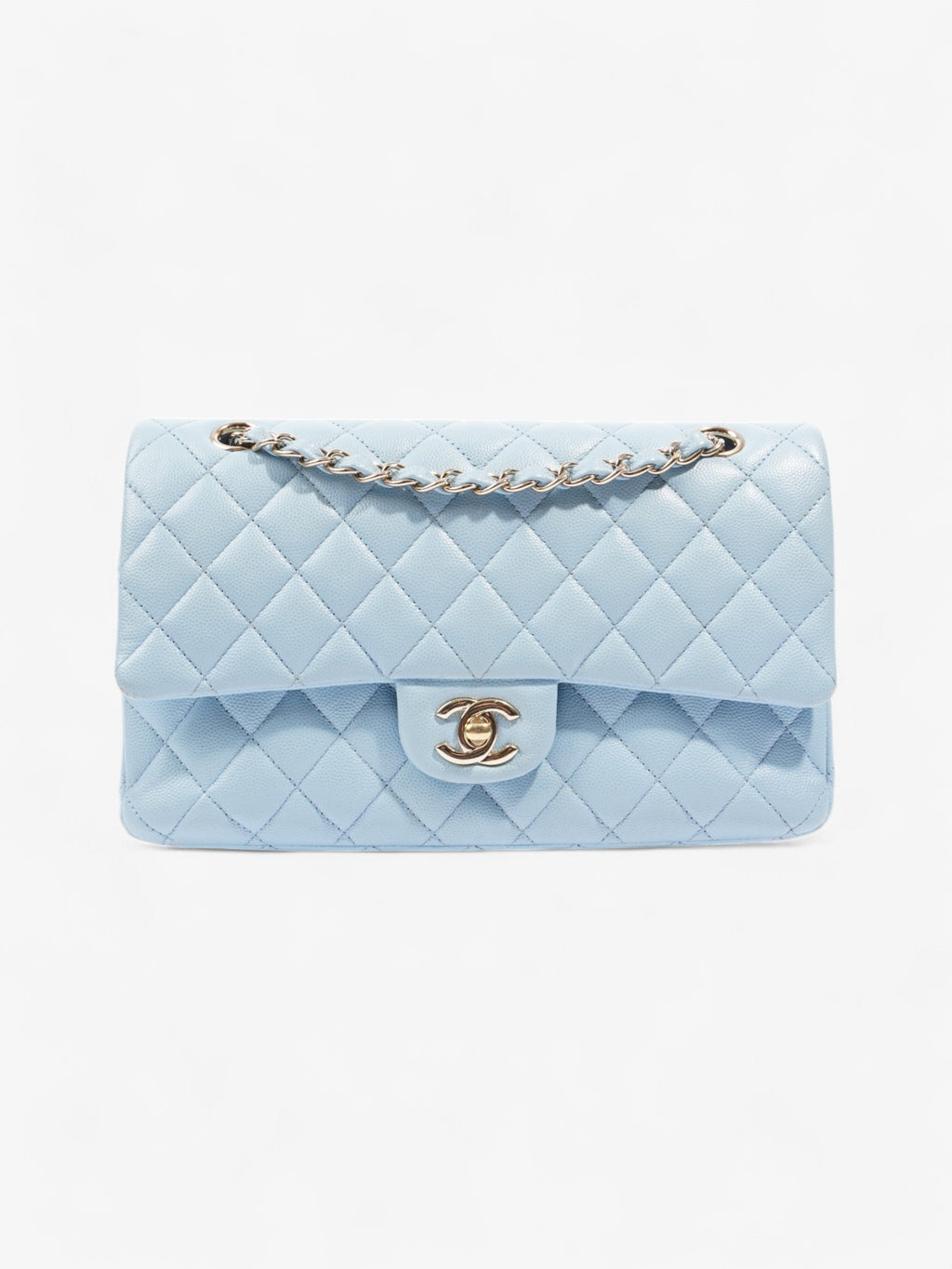 Chanel Classic Double Flap Light Blue Caviar Leather Medium