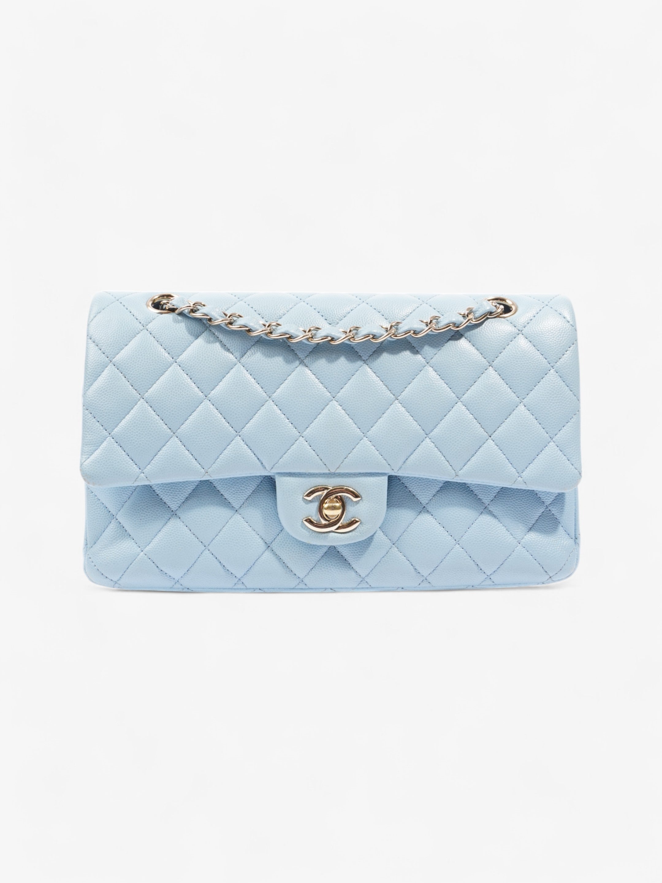 Chanel Classic Double Flap Light Blue Caviar Leather Medium