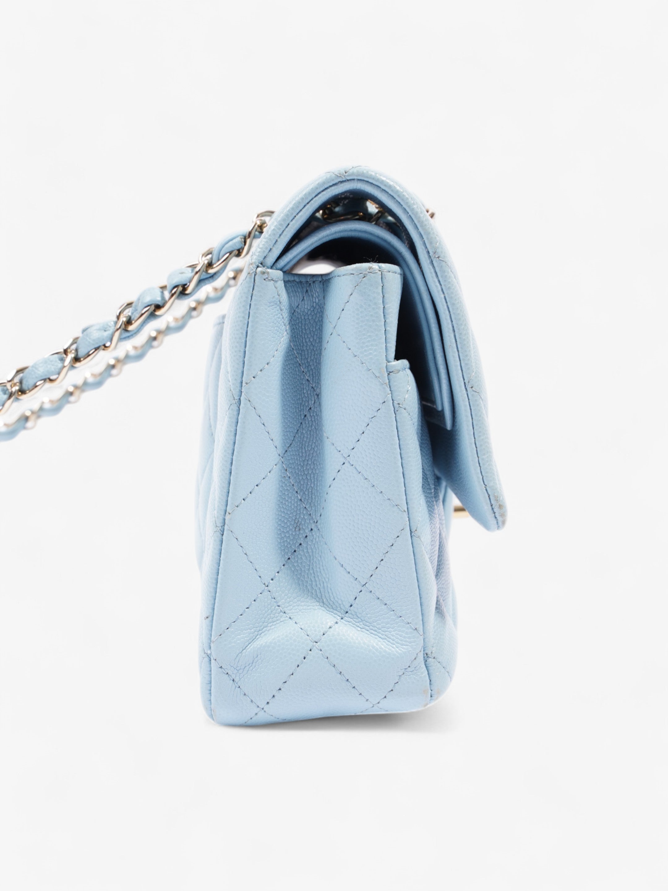 Chanel Classic Double Flap Light Blue Caviar Leather Medium