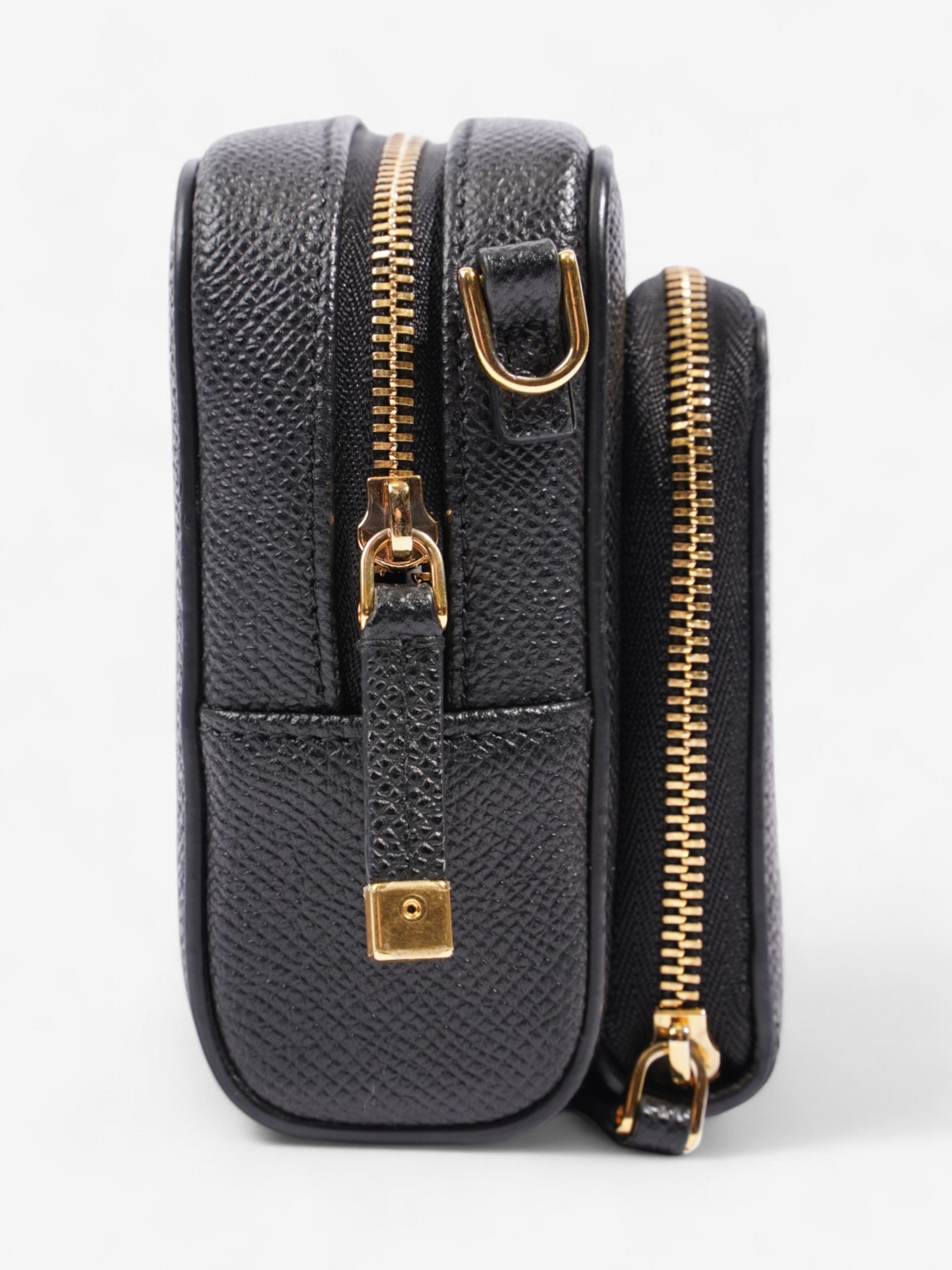 Christian Dior Caro Double Pouch Bag Black Calfskin Leather