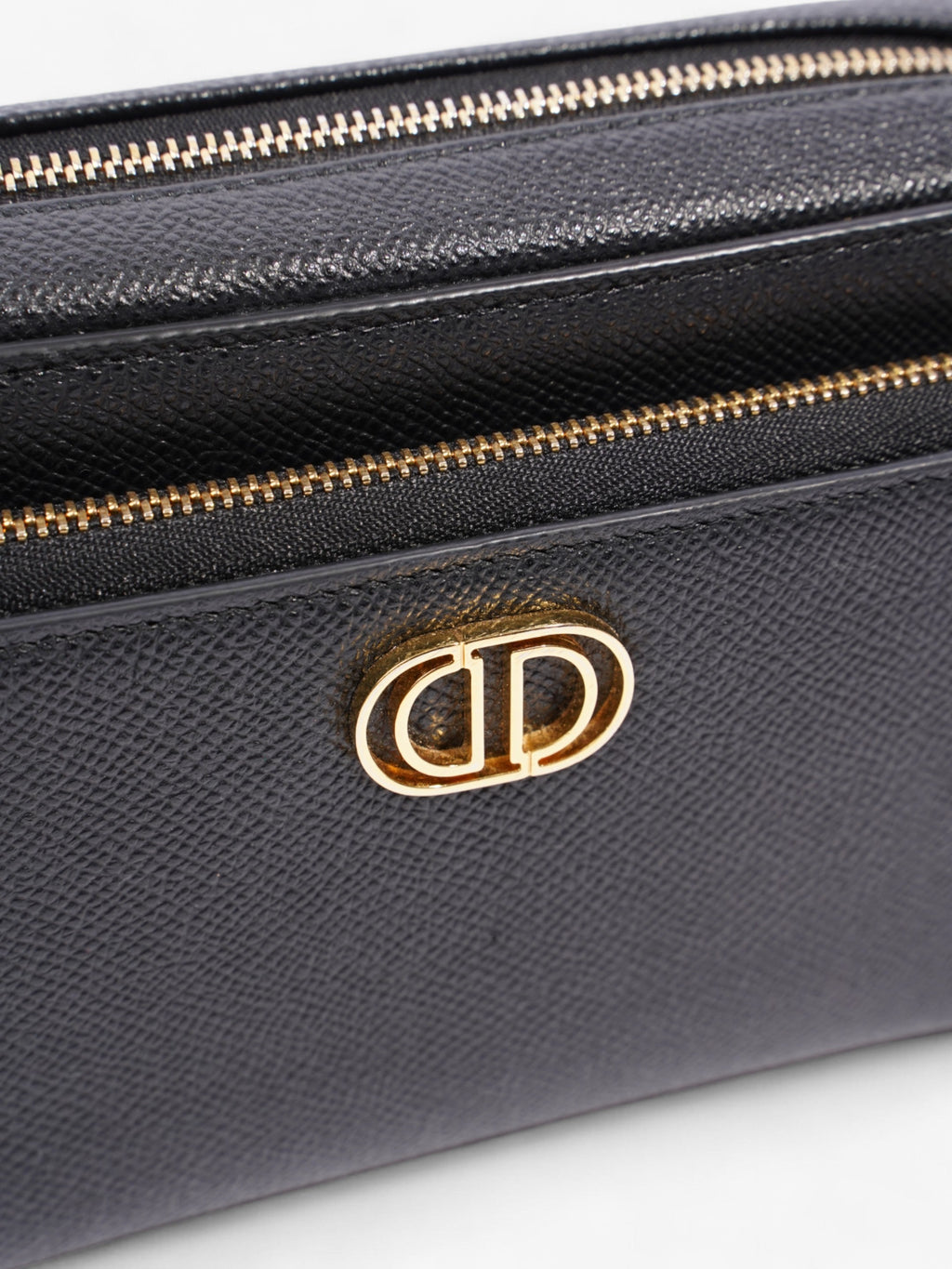 Christian Dior Caro Double Pouch Bag Black Calfskin Leather