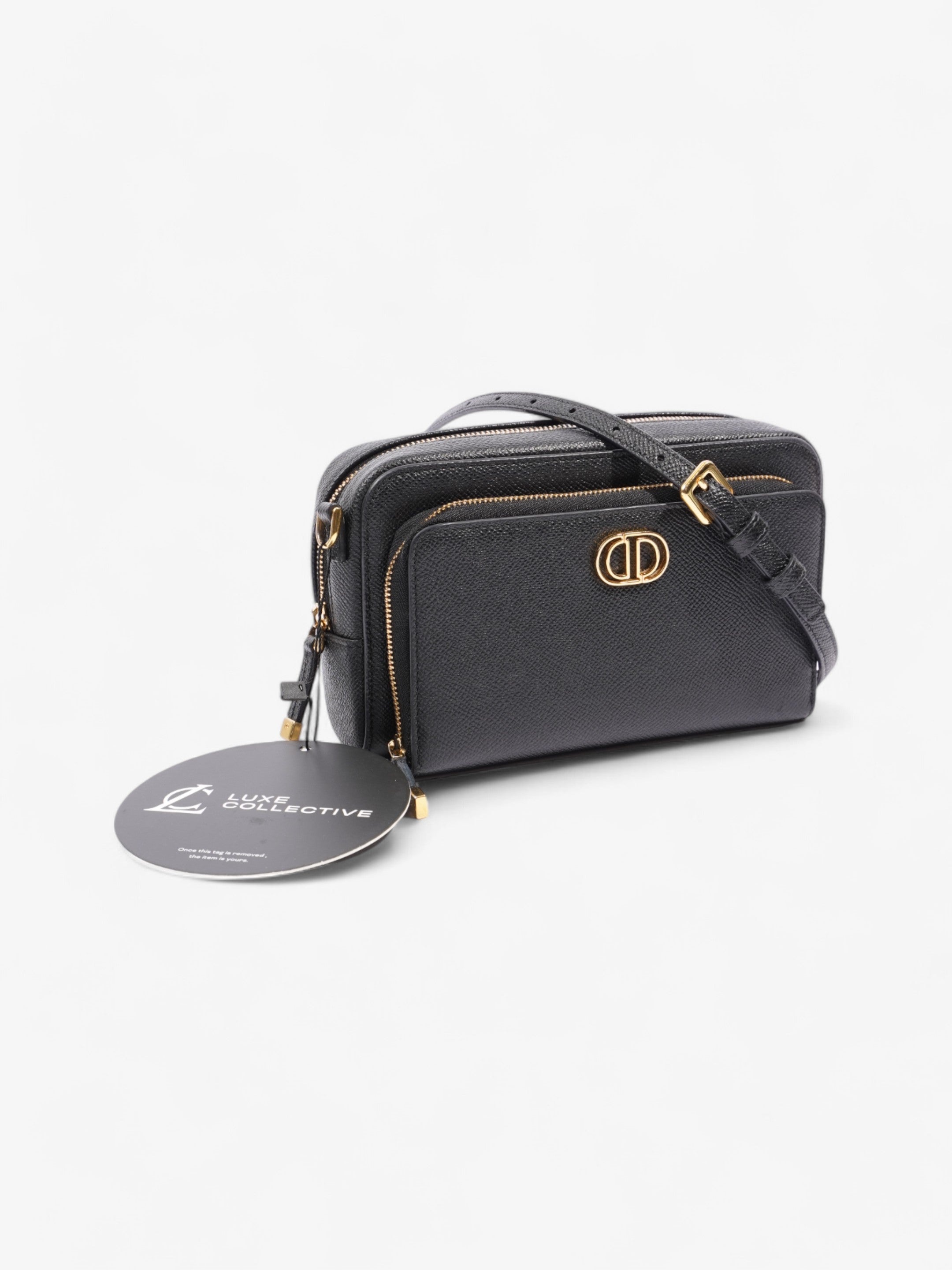 Christian Dior Caro Double Pouch Bag Black Calfskin Leather