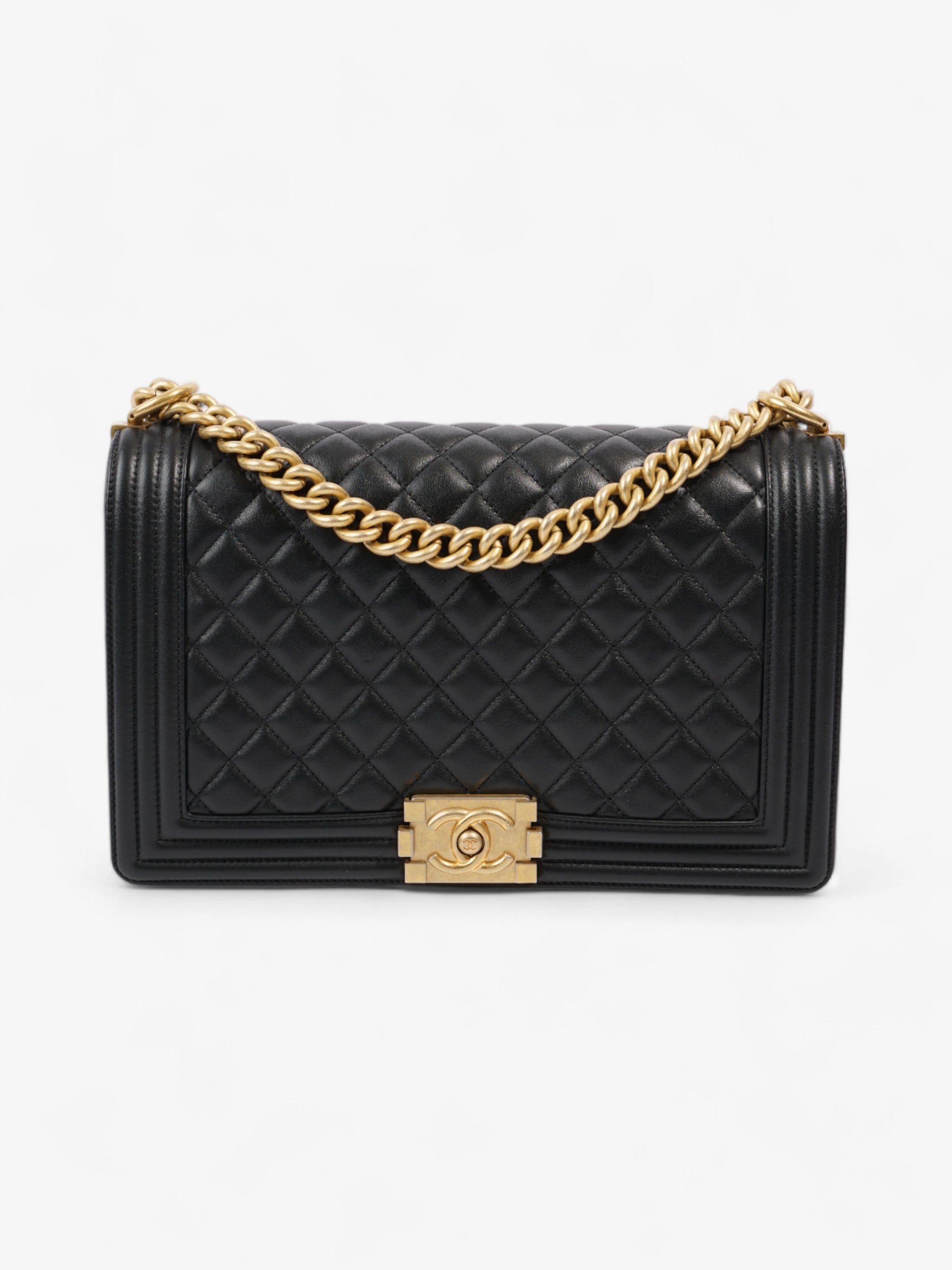 Chanel Boy Bag Black Lambskin Leather New Medium