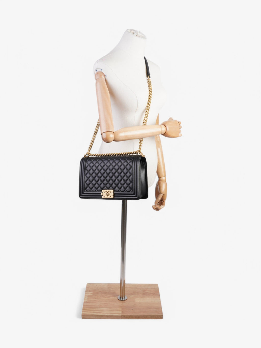 Chanel Boy Bag Black Lambskin Leather New Medium