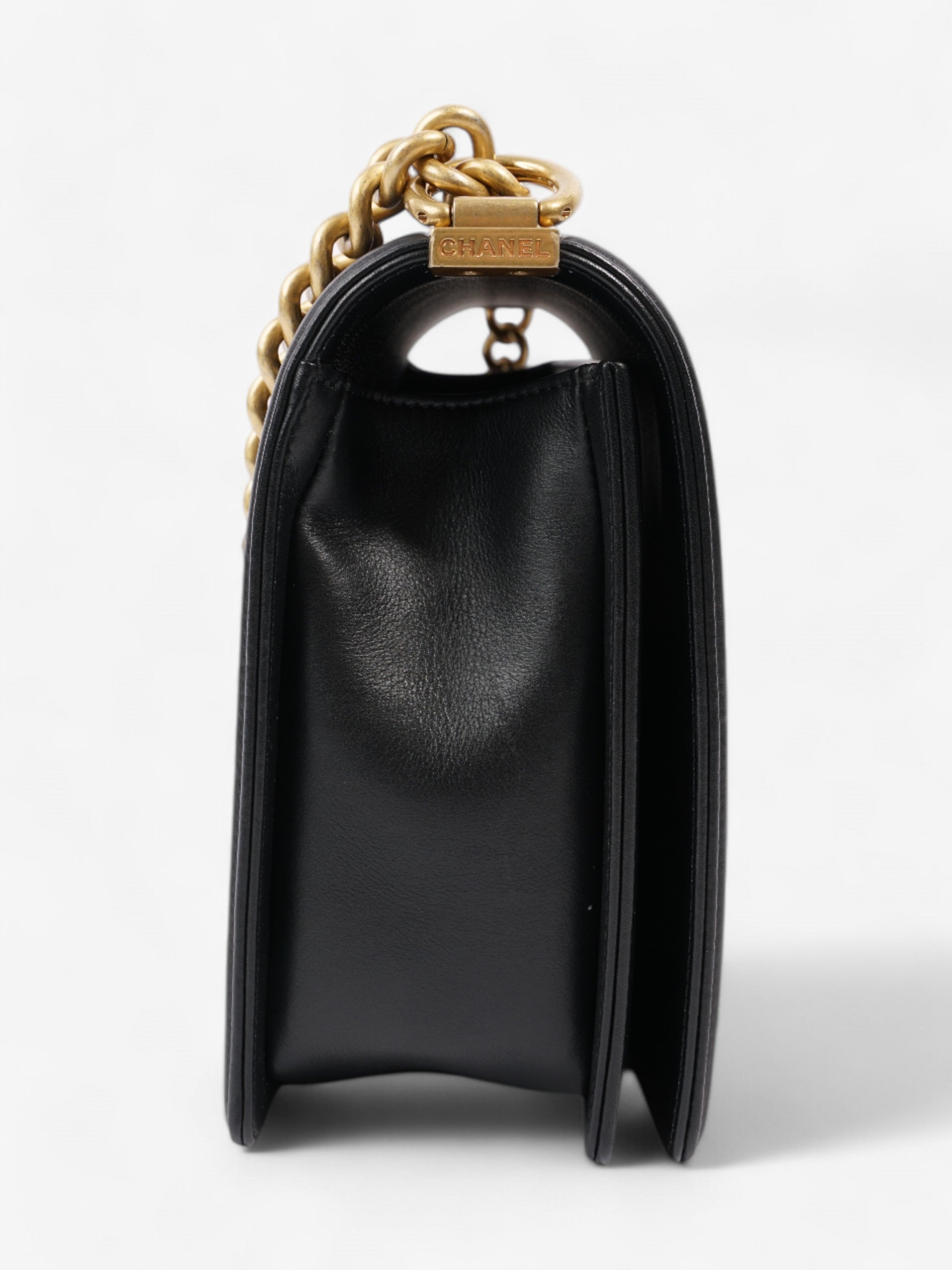 Chanel Boy Bag Black Lambskin Leather New Medium
