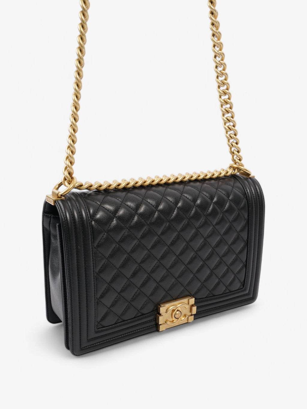 Chanel Boy Bag Black Lambskin Leather New Medium