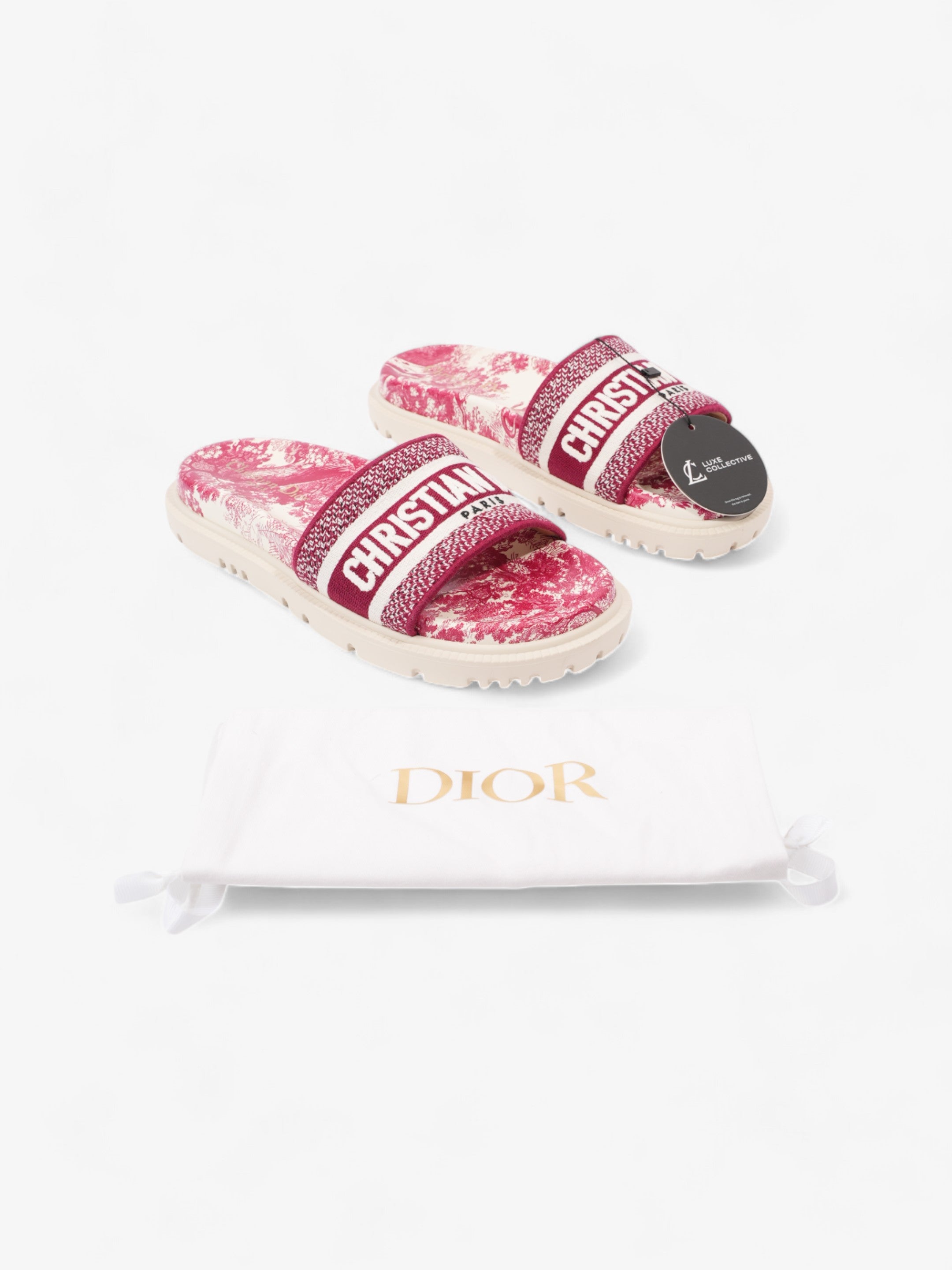 Christian Dior Dway Slides Burgundy / White Canvas EU 38 UK 5