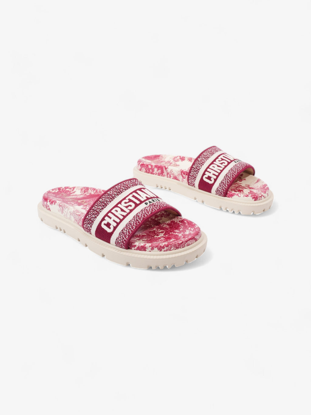 Christian Dior Dway Slides Burgundy / White Canvas EU 38 UK 5