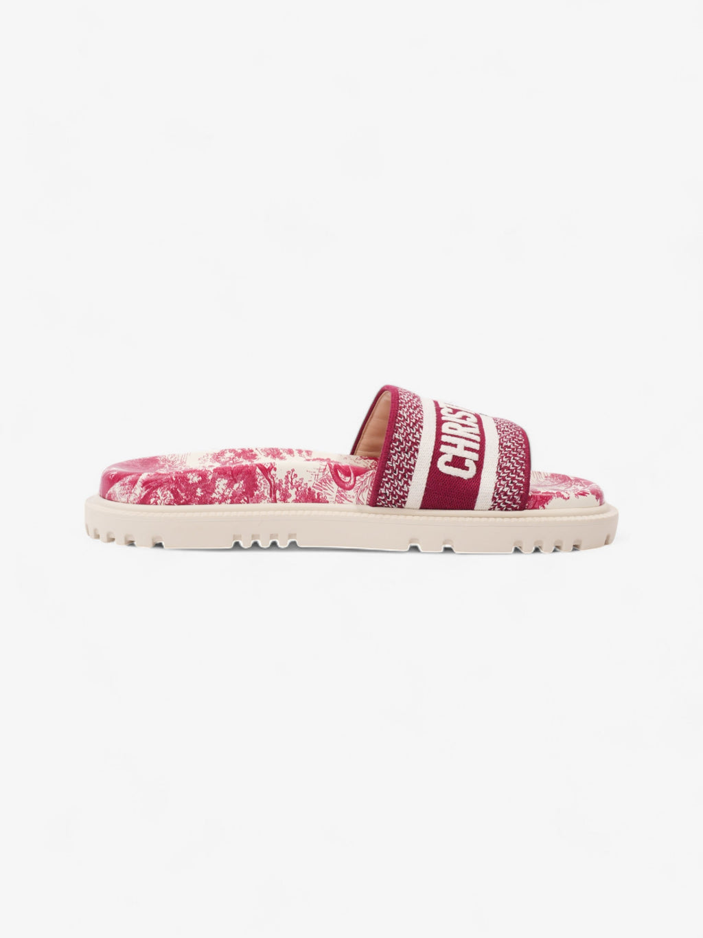 Christian Dior Dway Slides Burgundy / White Canvas EU 38 UK 5