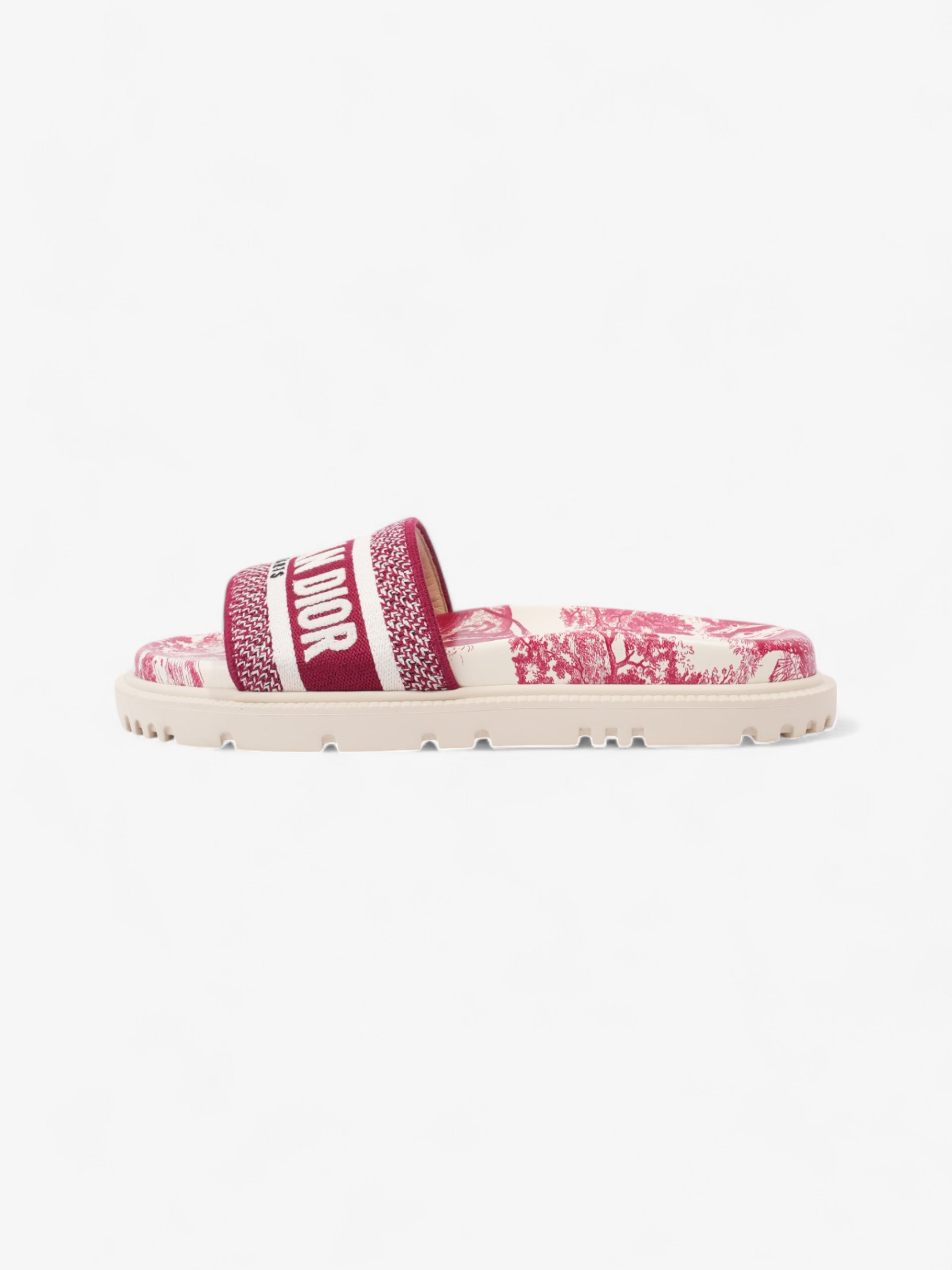 Christian Dior Dway Slides Burgundy / White Canvas EU 38 UK 5