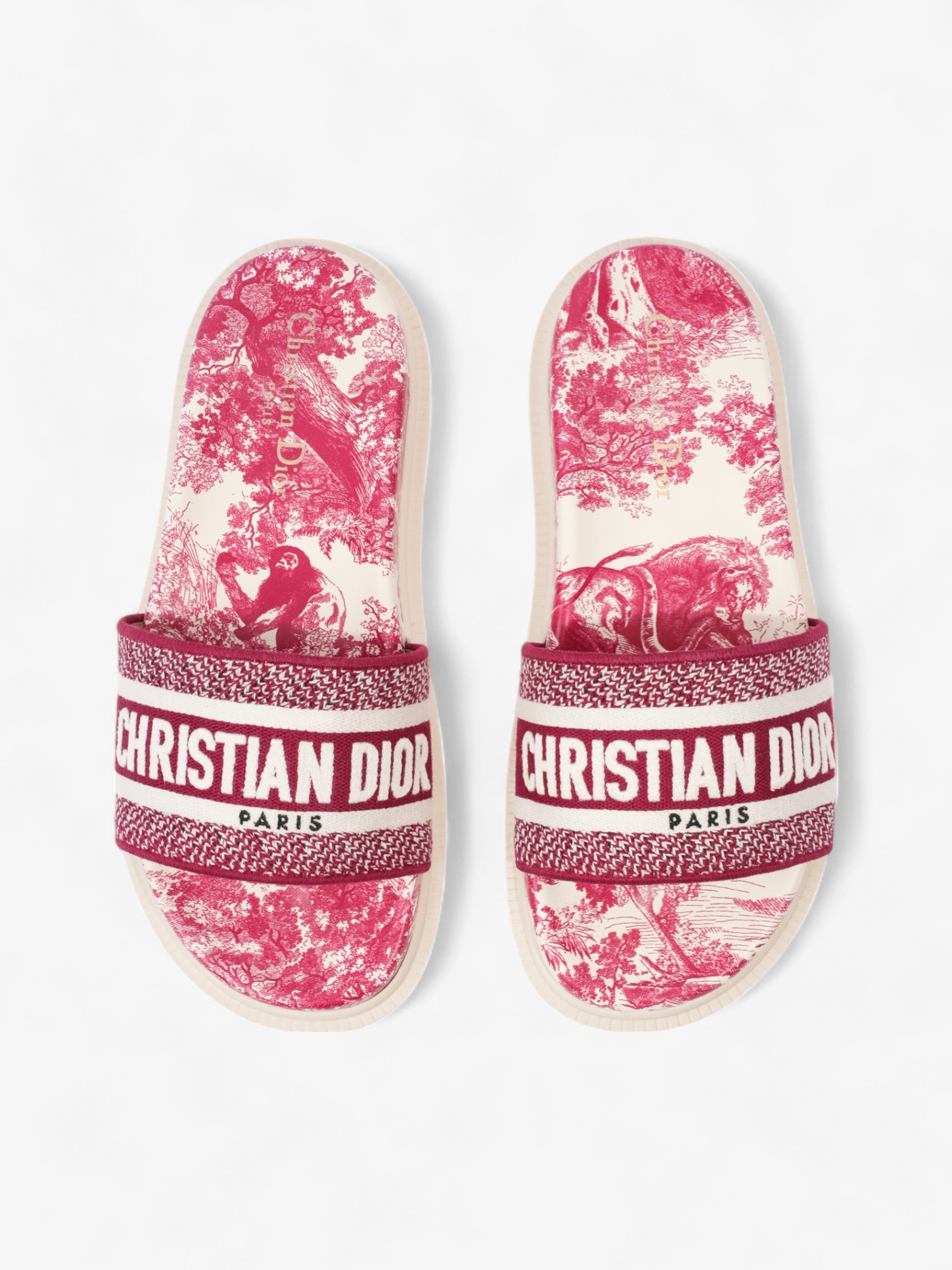 Christian Dior Dway Slides Burgundy / White Canvas EU 38 UK 5