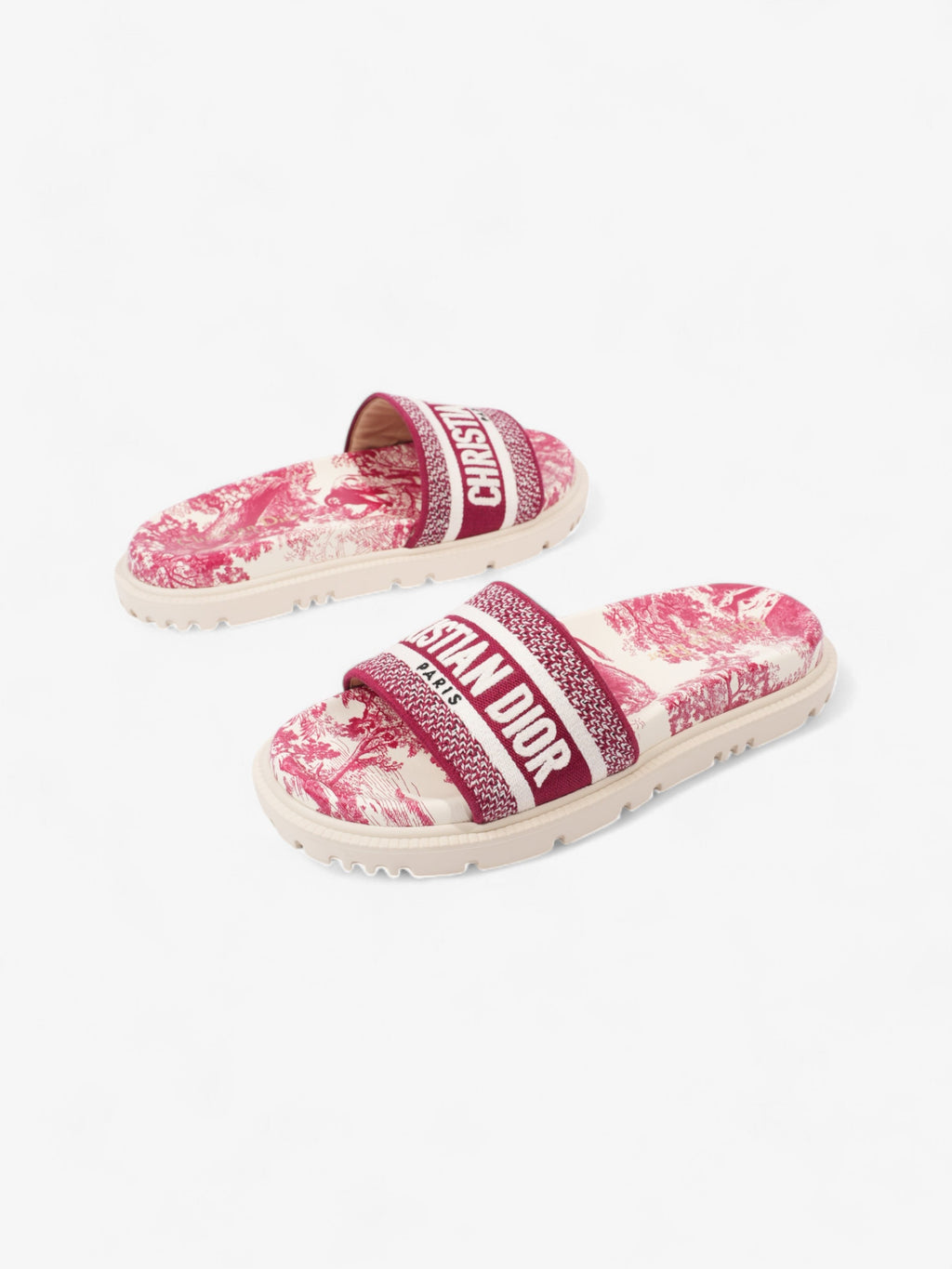 Christian Dior Dway Slides Burgundy / White Canvas EU 38 UK 5