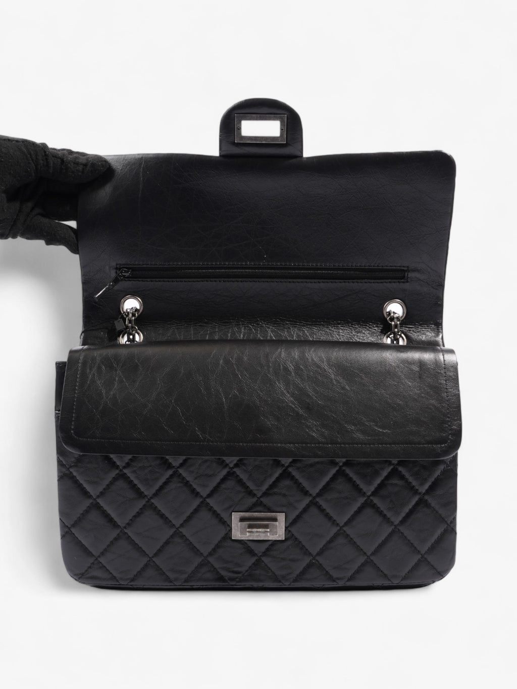 Chanel 2.55 Reissue Black Aged Calfskin Leather Maxi