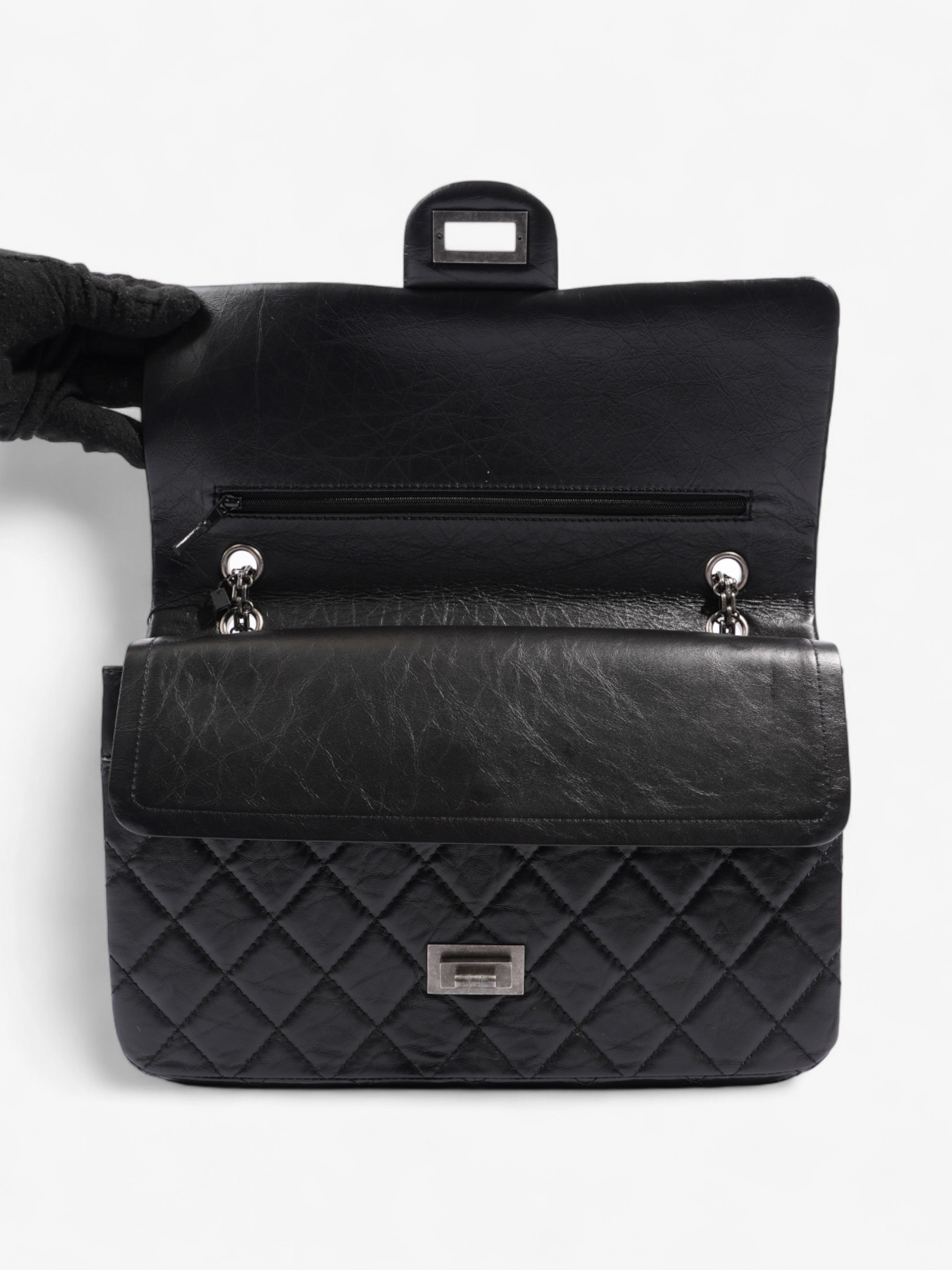 Chanel 2.55 Reissue Black Aged Calfskin Leather Maxi