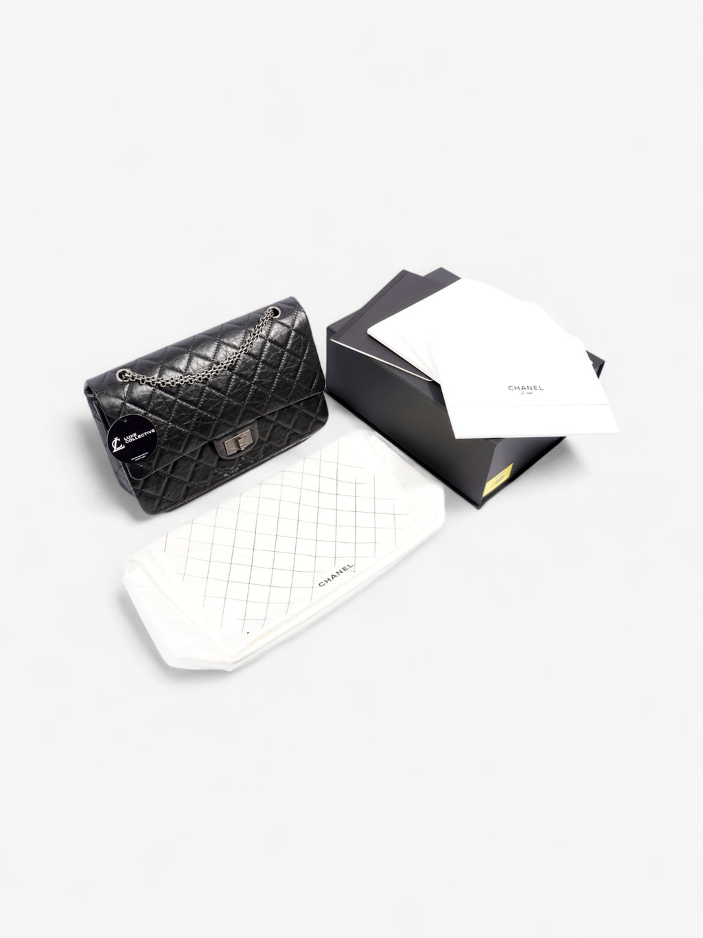 Chanel 2.55 Reissue Black Aged Calfskin Leather Maxi