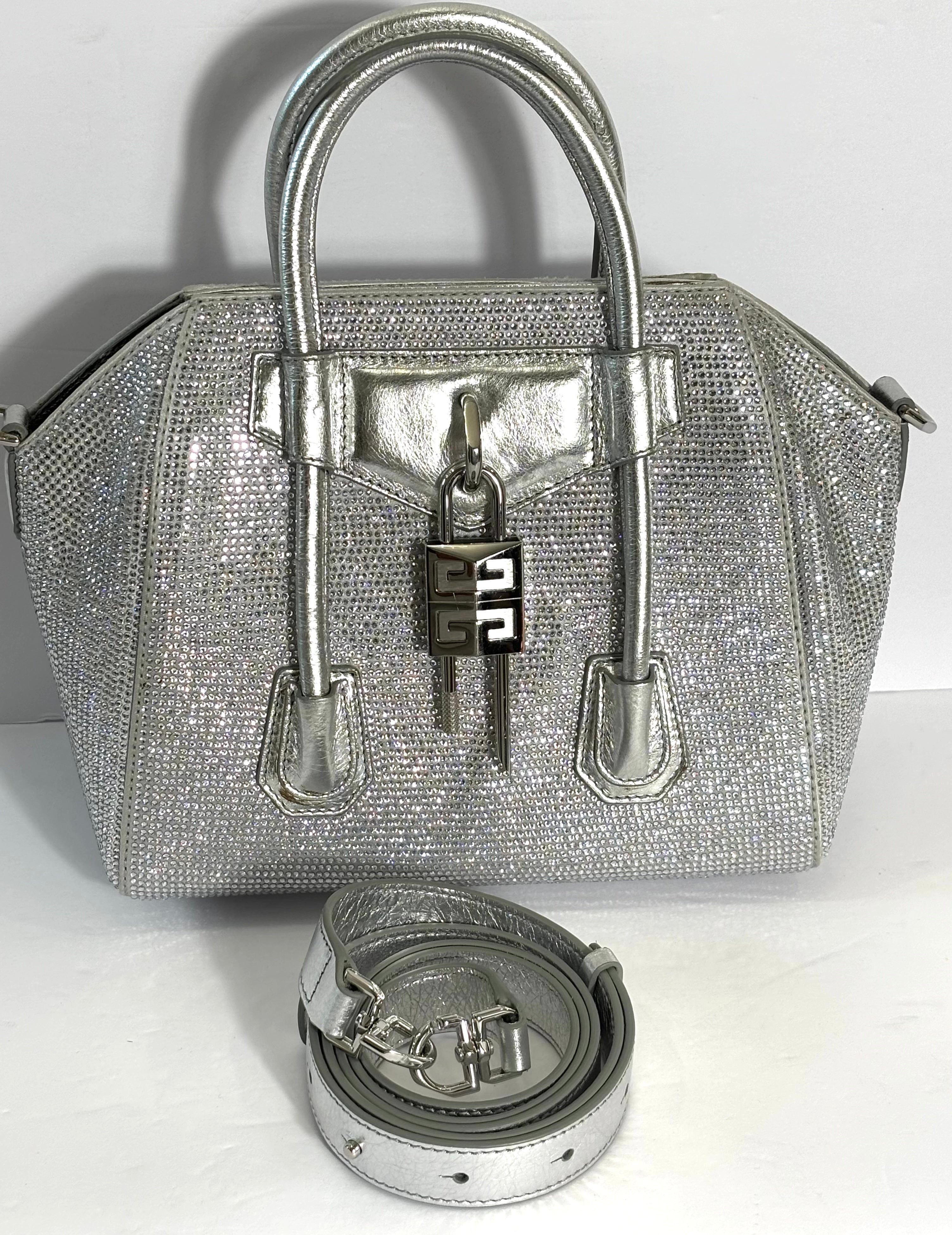 GIVENVHY CRYSTAL EMBELLISHED MINI LOCK ANTIGONA SHOULDER BAG