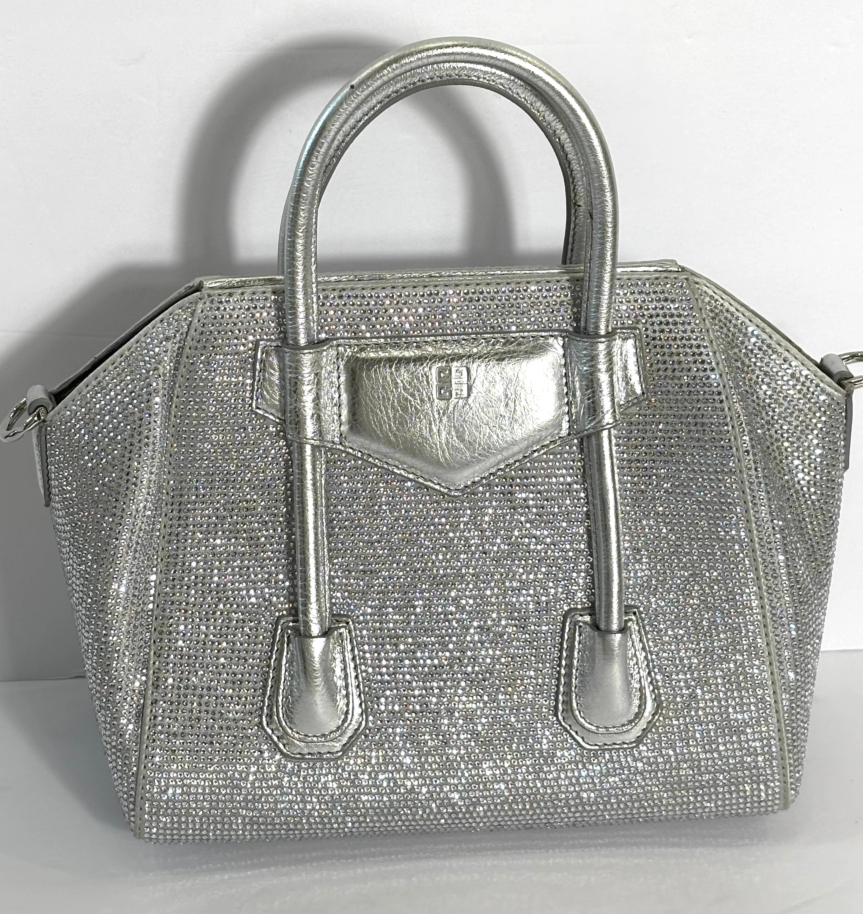 GIVENVHY CRYSTAL EMBELLISHED MINI LOCK ANTIGONA SHOULDER BAG