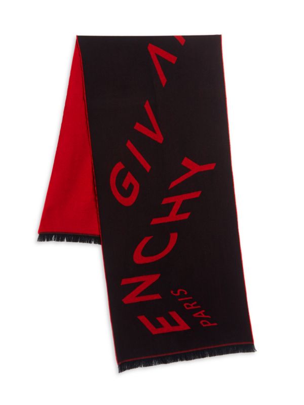 GIVENCHY LOGO REVERSIBLE WOOL BLEND SCARF