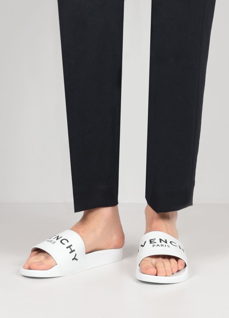 GIVENCHY PARIS FLAT SLIDE SANDALS