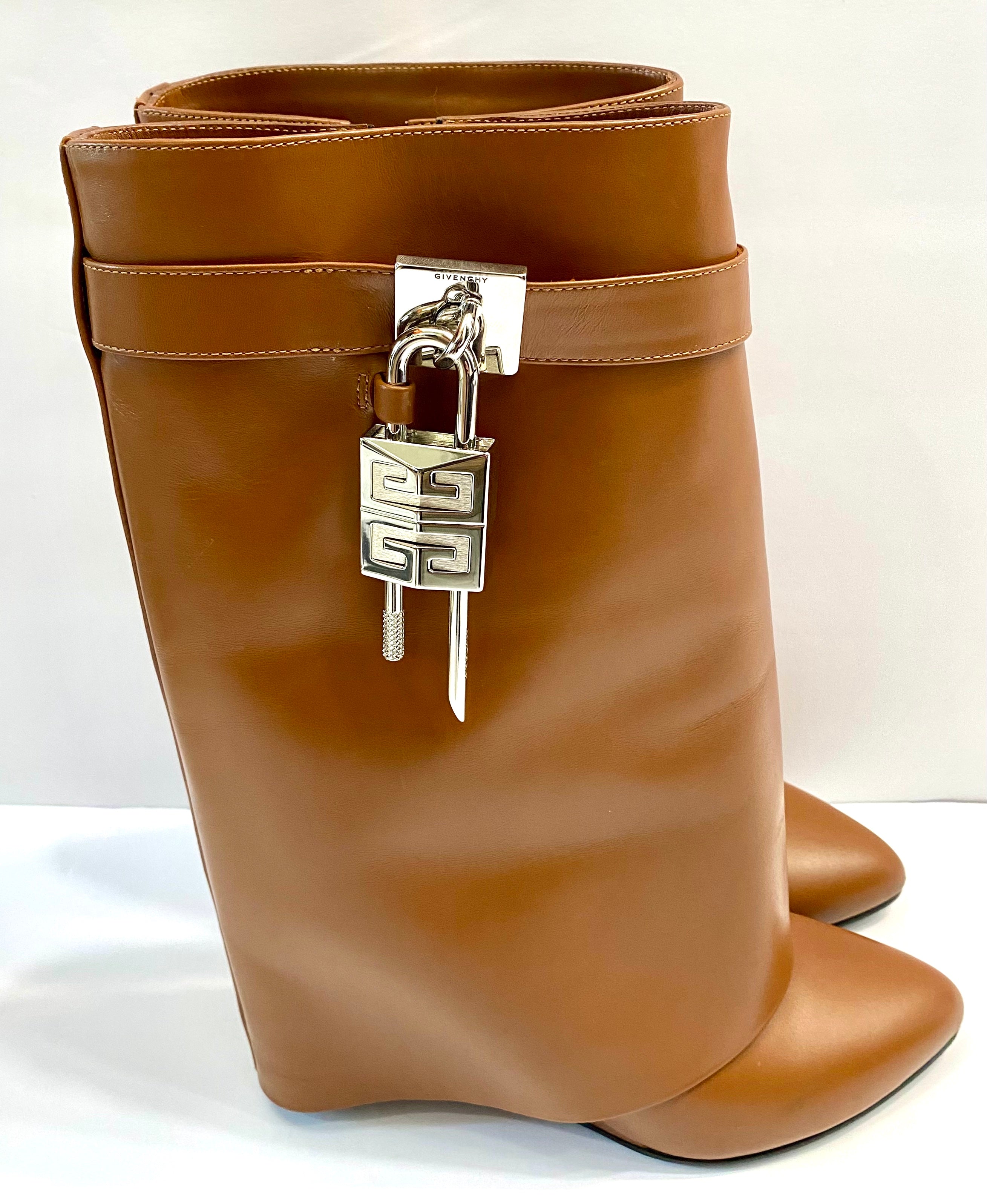 GIVENCHY SHARK LOCK LEATHER BOOTS
