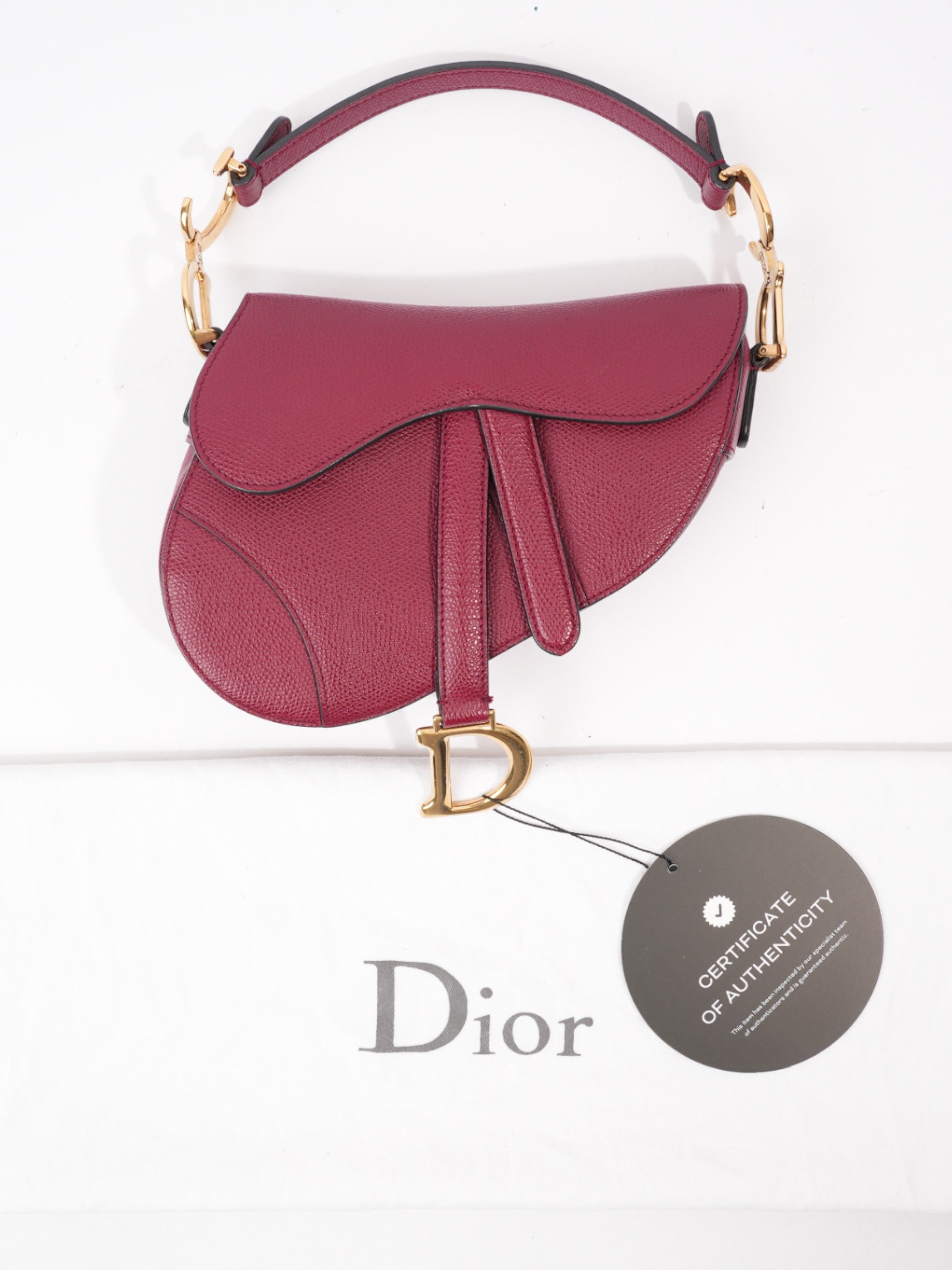 Christian Dior Mini saddle bag Bordeaux Red Calfskin Leather Mini