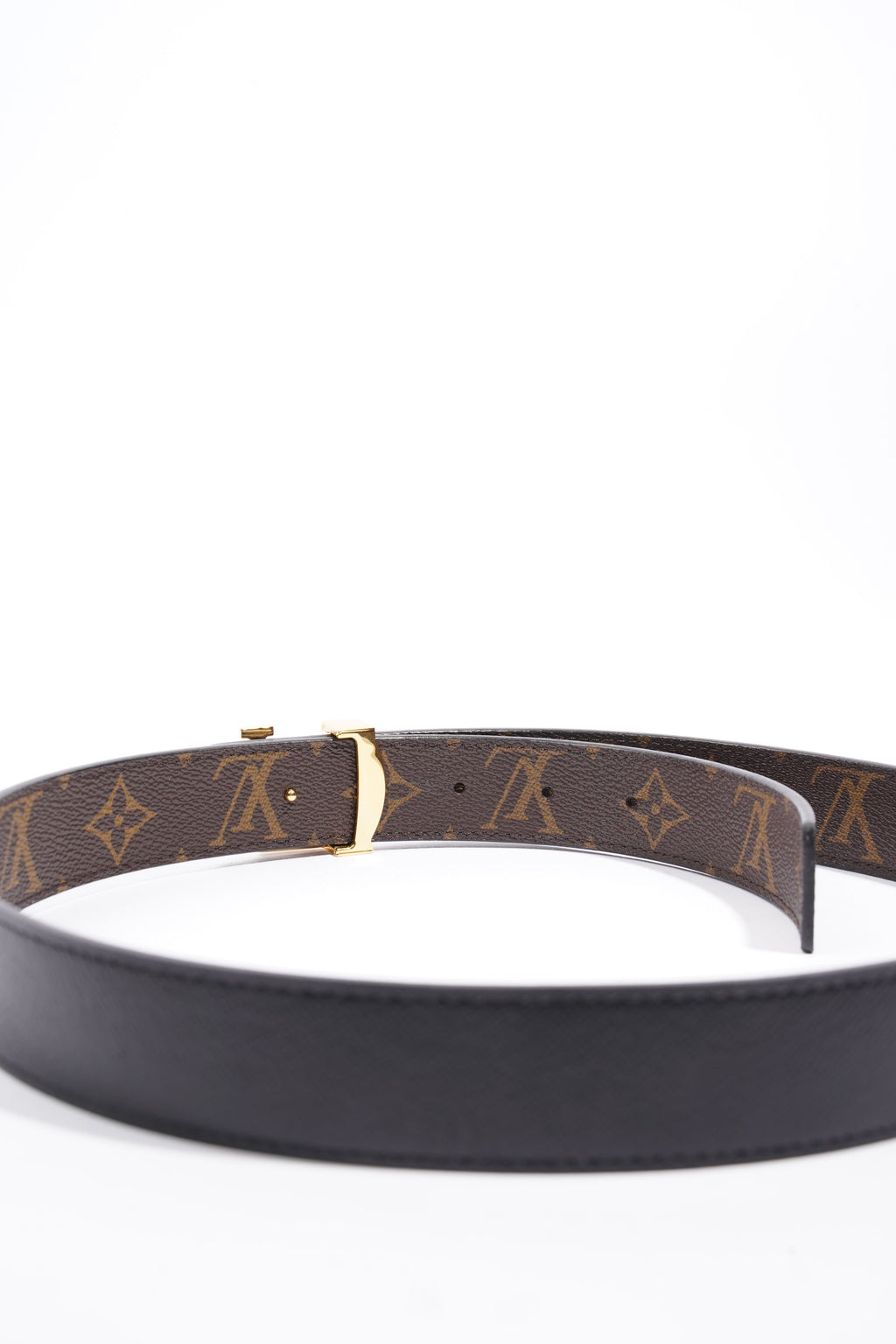 Louis Vuitton LV Initials Reversible Belt Monogram / Black Coated Canvas 80cm 32"