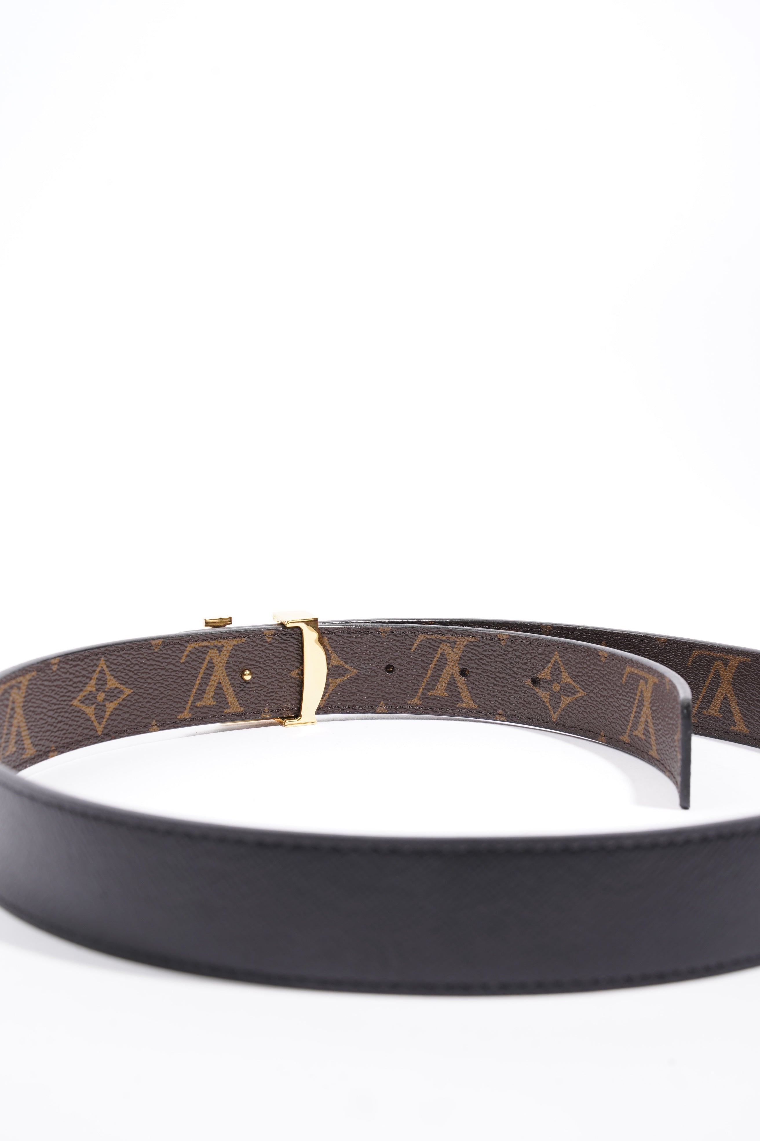 Louis Vuitton LV Initials Reversible Belt Monogram / Black Coated Canvas 80cm 32"
