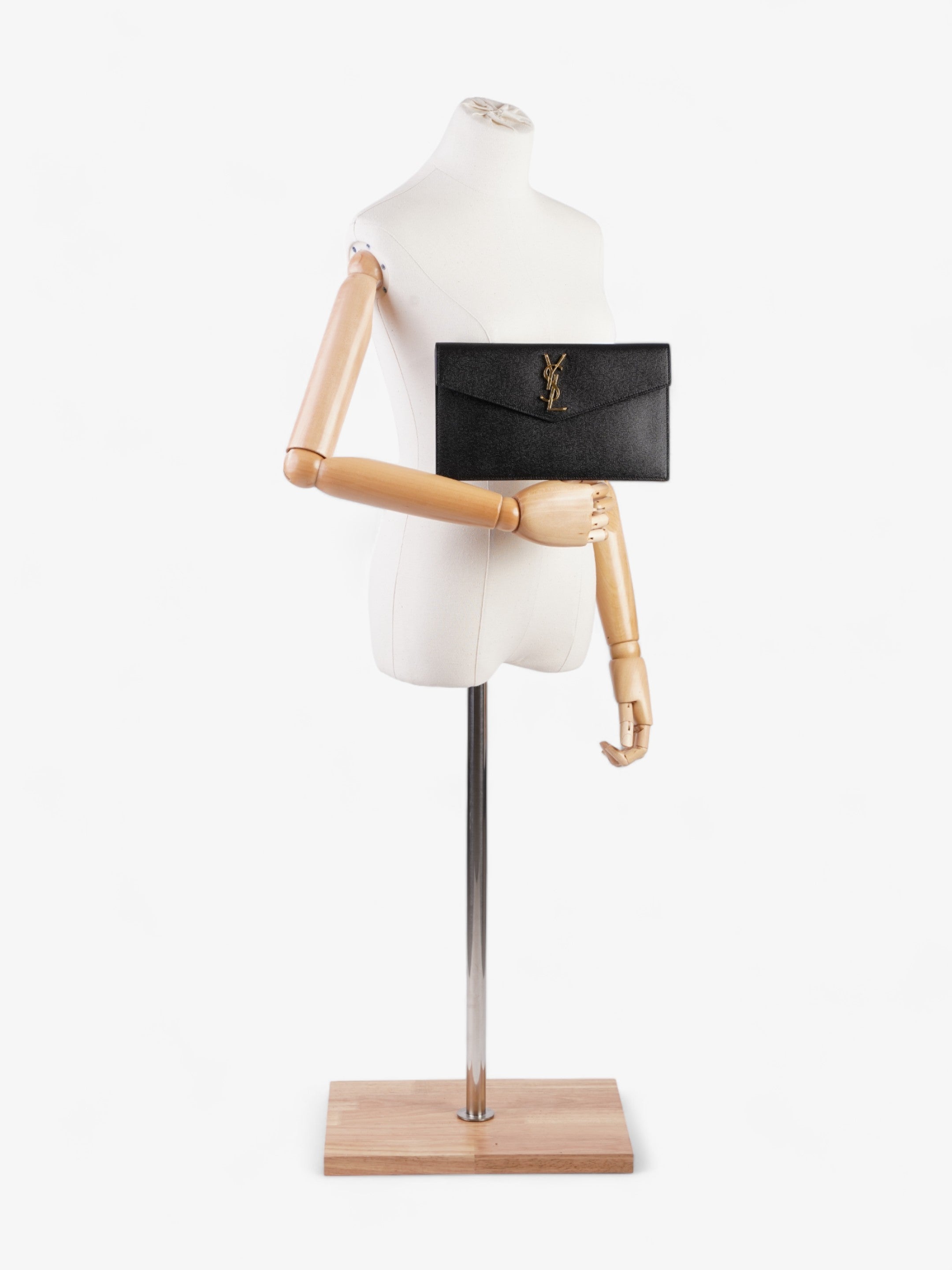 Saint Laurent Uptown Clutch Black Grained Leather