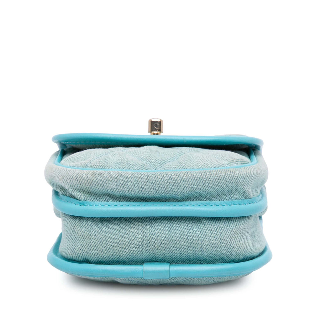 Flap Messenger Bag Quilted Denim Small
