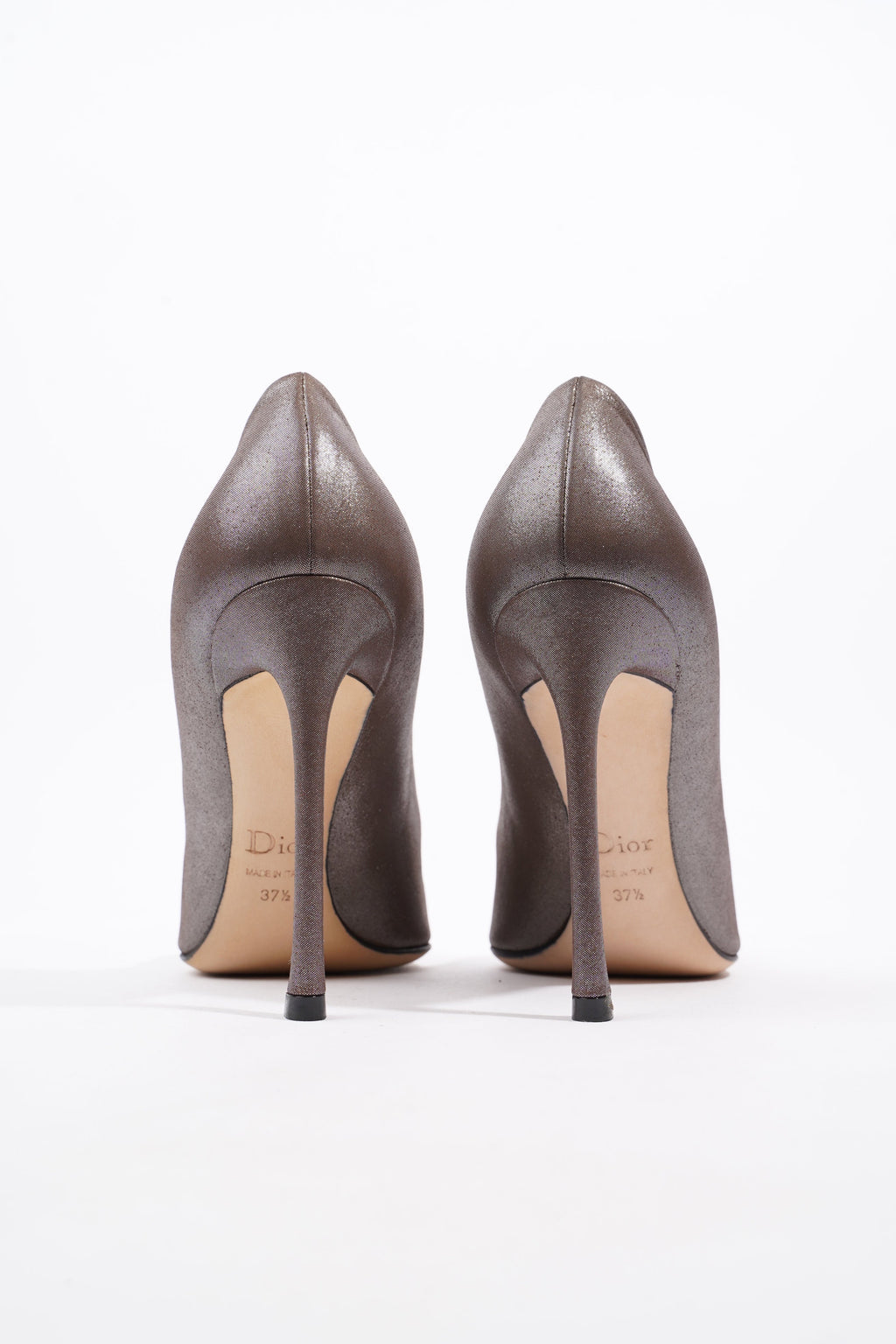 Christian Dior Bronze Heels 100 Bronze Canvas EU 37.5 UK 4.5
