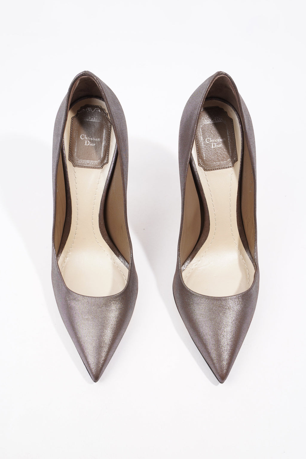 Christian Dior Bronze Heels 100 Bronze Canvas EU 37.5 UK 4.5