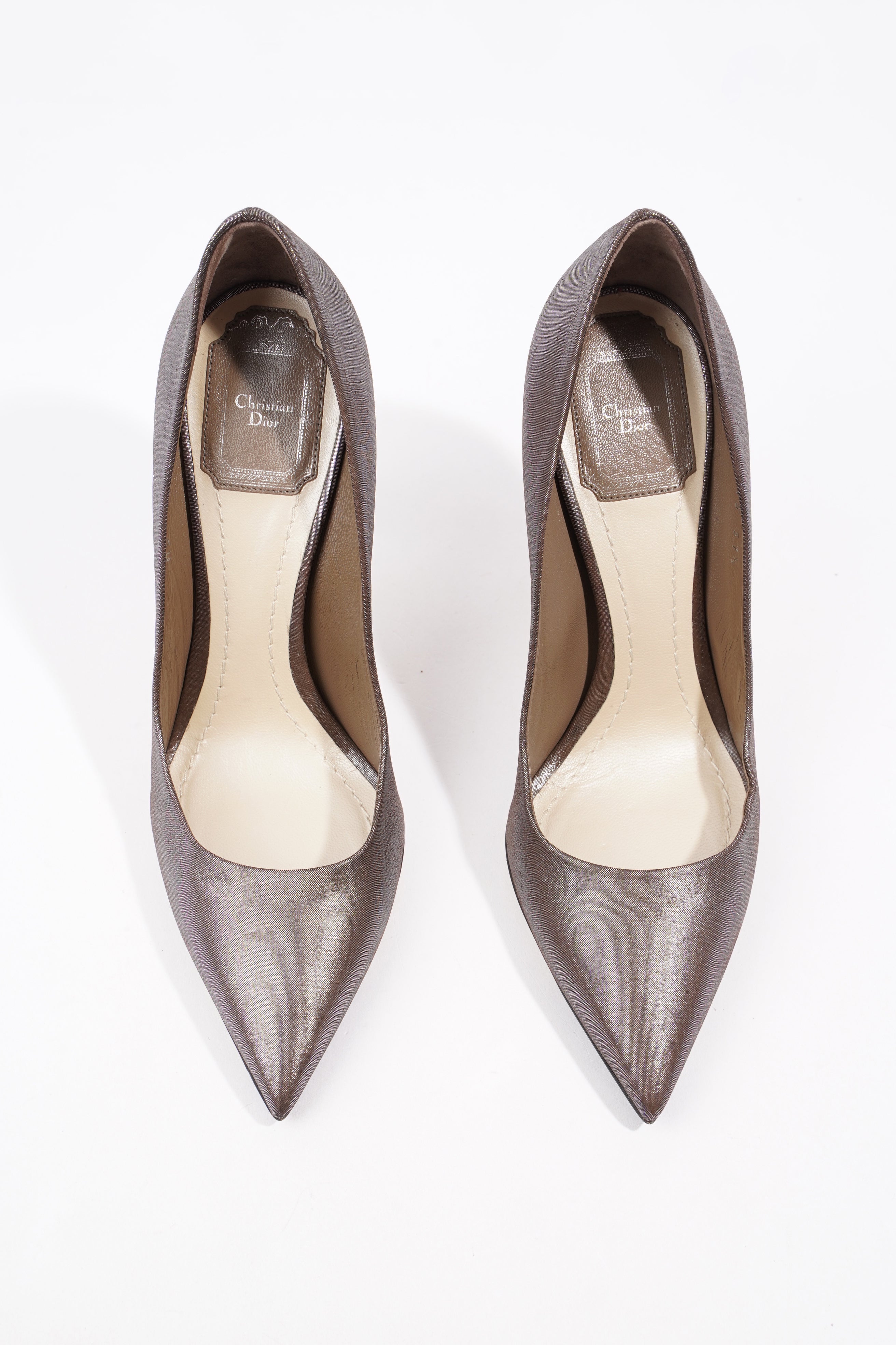Christian Dior Bronze Heels 100 Bronze Canvas EU 37.5 UK 4.5